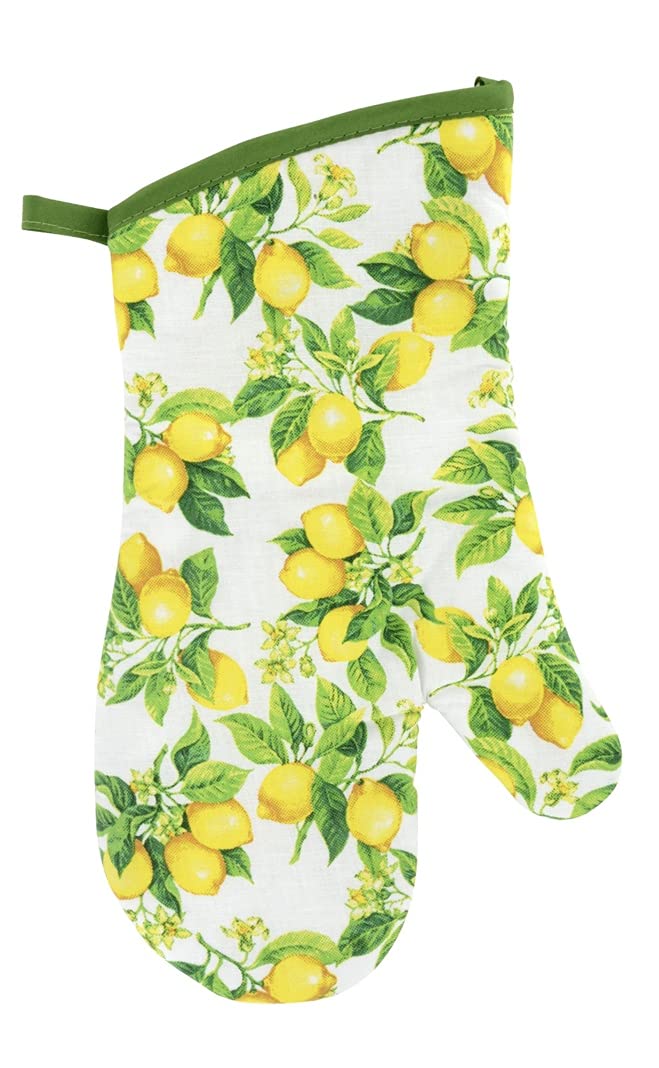 Heat Resistant Oven Mitts and Pot Holders Set - 2-Pack Lemon Yellow Kitchen Linens for Baking, Cooking, Grilling & BBQ - Perfect for Home, Restaurant & Outdoor Use
