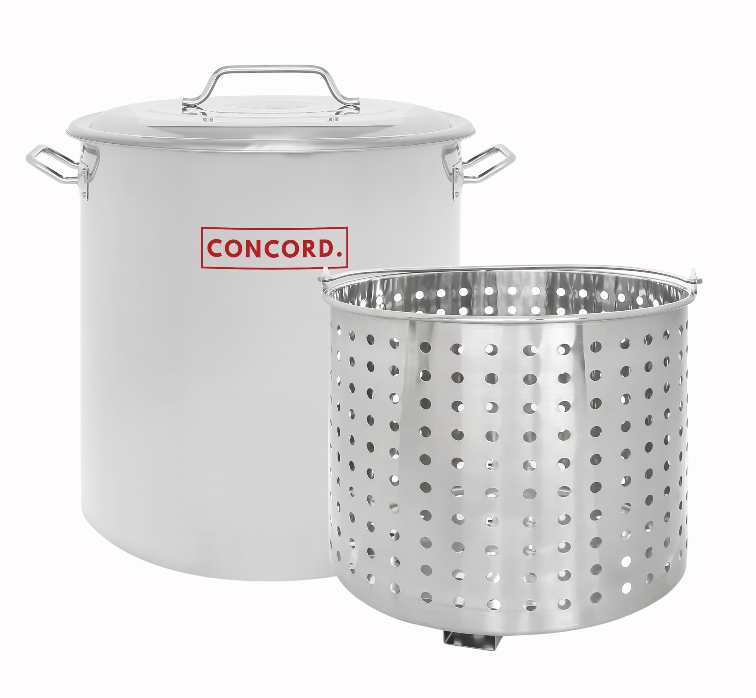 CONCORD 40 Quart Stainless Steel Stock Pot with Steamer Basket - Professional Cookware for Boiling, Steaming & Cooking Large Meals - Perfect for Family Dinners, Catering & Restaurant Use