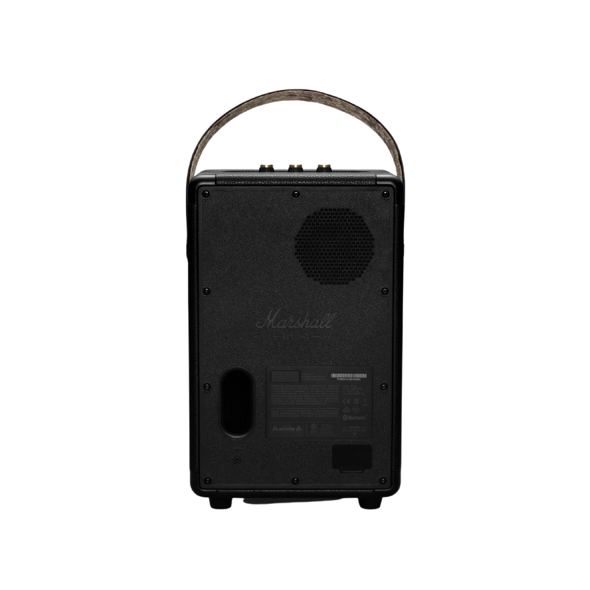 Marshall Tufton Portable Bluetooth Speaker - Wireless Outdoor Speaker with Rich Bass, 20+ Hours Playtime, IPX4 Waterproof, Black & Brass Finish - Perfect for Camping, Beach Parties & Home Entertainment