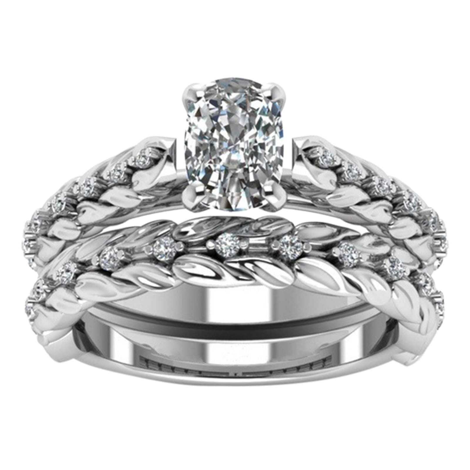 Elegant Silver Egg-Shaped Vine Princess Love Ring - Perfect for Weddings, Prom, and Romantic Date Nights