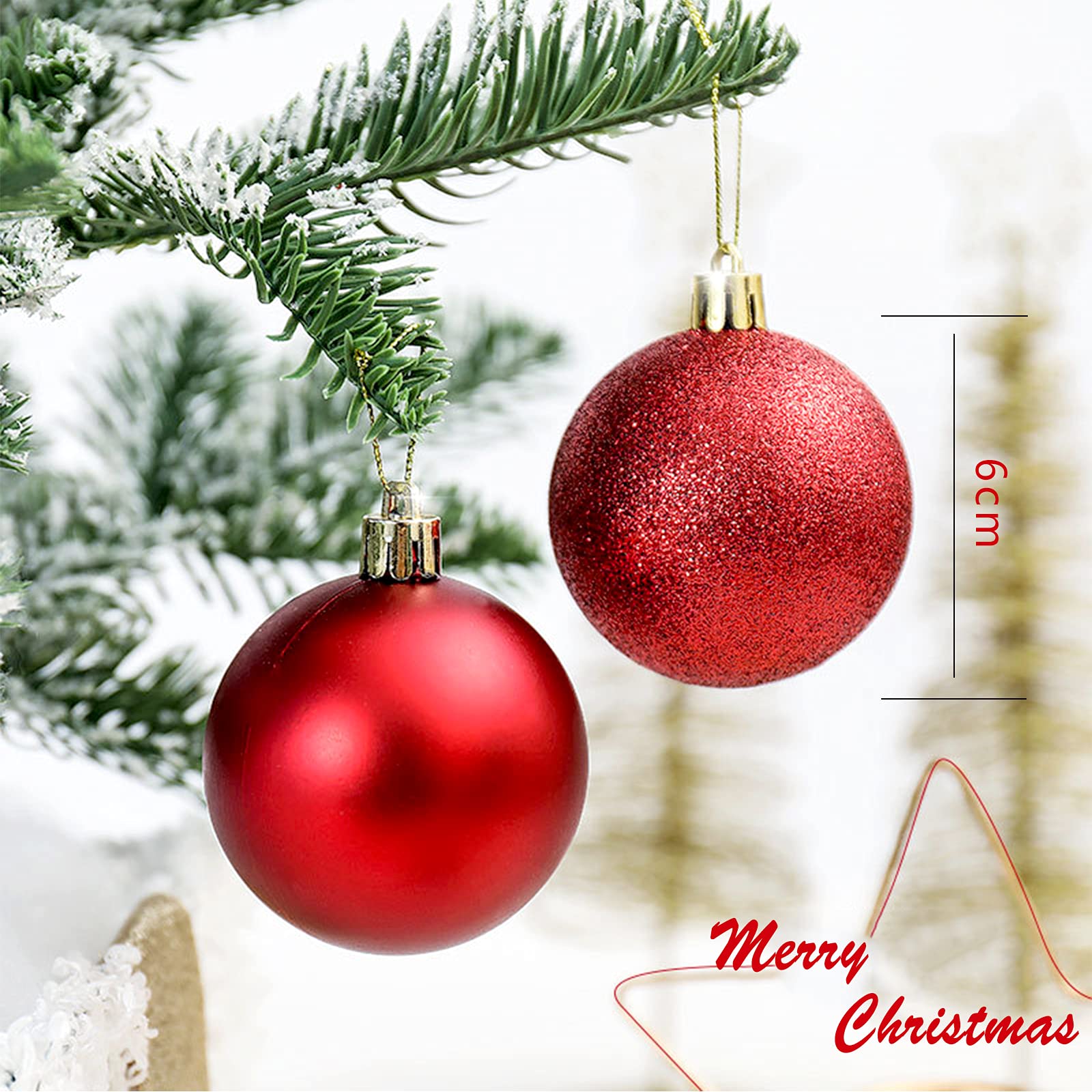 16pcs Shatterproof Christmas Ball Ornaments - 60mm Large Holiday Decorations for Christmas Tree, Wedding & Party | Durable Xmas Tree Decor for Indoor & Outdoor Festive Celebrations