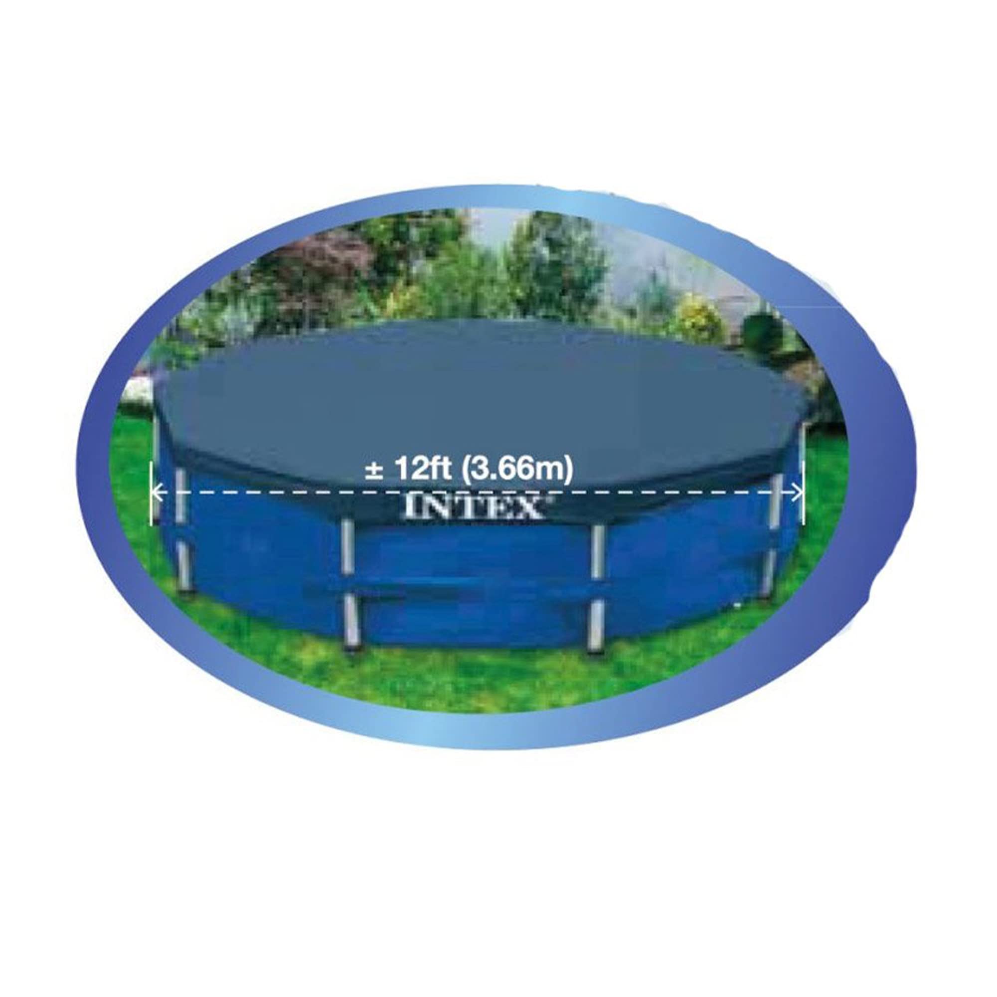 Intex 12ft x 30in Above Ground Swimming Pool with PVC Cover - 6 Person Capacity, Durable Gray Outdoor Pool for Backyard, Garden & Summer Fun