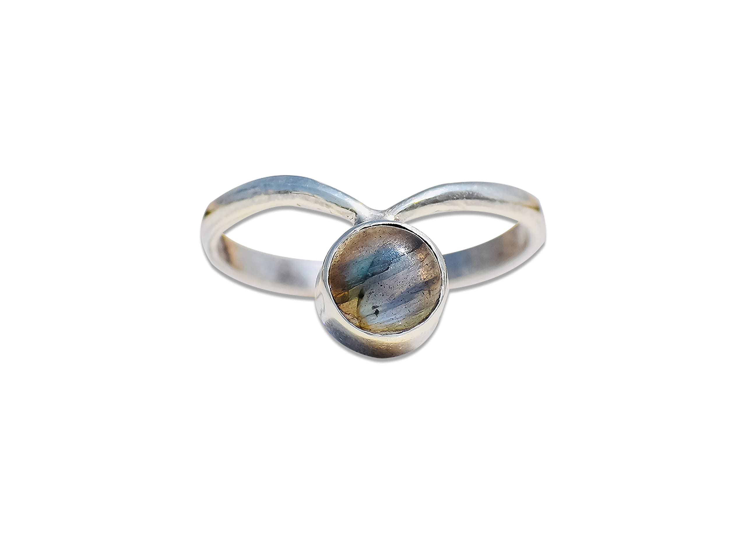 Blue Labradorite Ring - 925 Sterling Silver Handmade Wave Ring for Women | Round Labradorite Gemstone Birthstone Jewelry | Perfect Gift for Her, Elegant for Daily Wear & Special Occasions