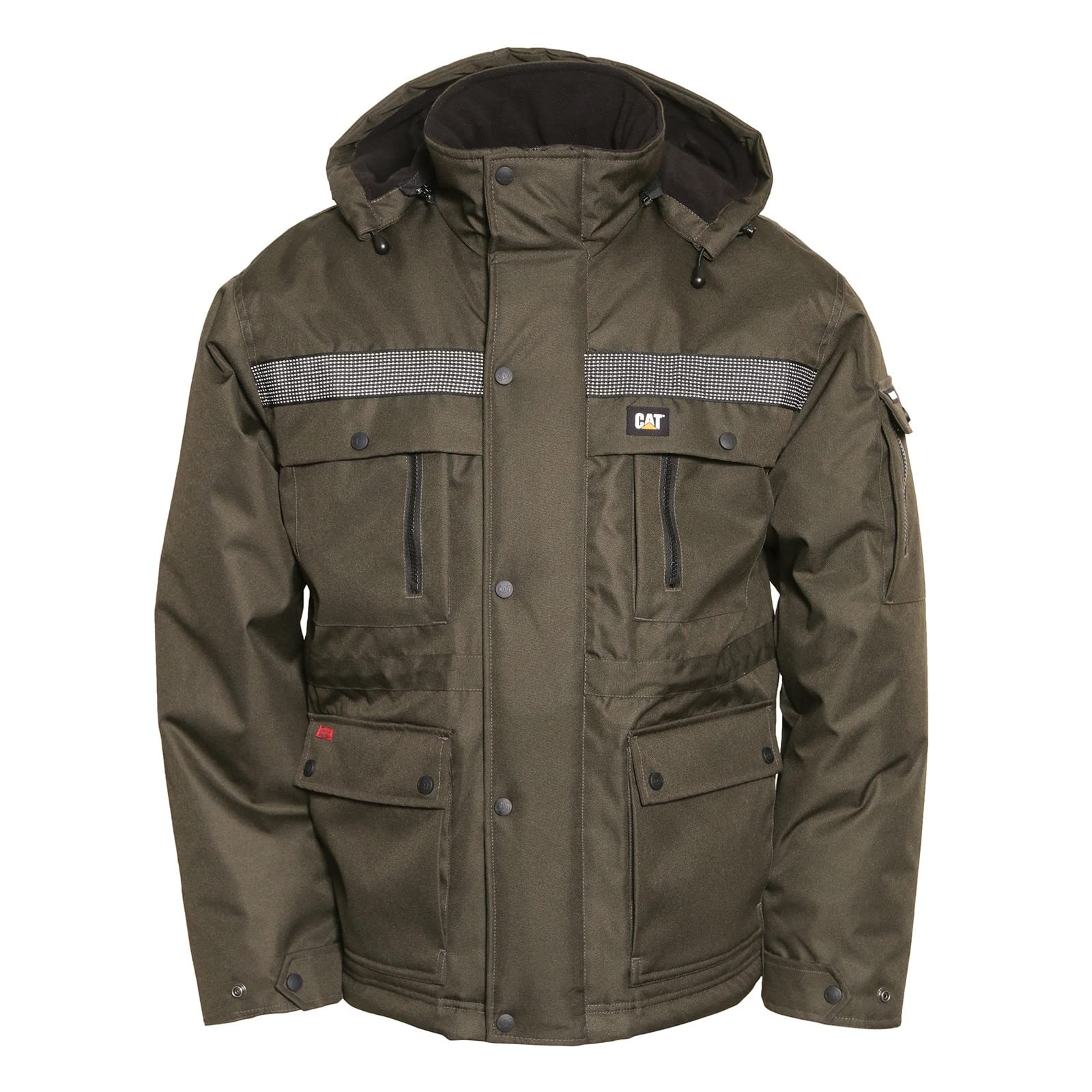 Caterpillar Men's Big and Tall Heavy Insulated Parka Jacket - Army Moss Color, 4XL (Regular & Big & Tall Sizes) - Winter Coat for Outdoor Work, Construction & Cold Weather Activities