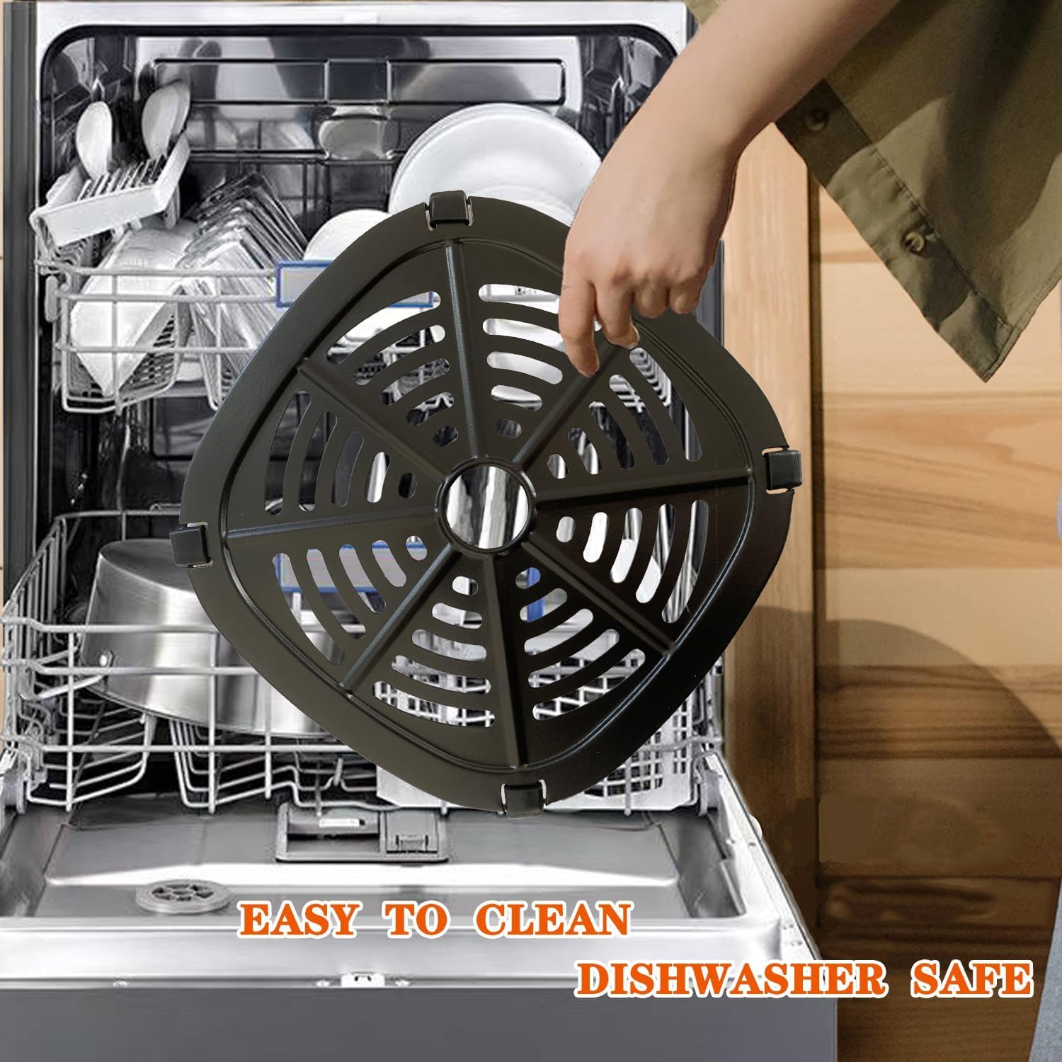Upgraded 2.6QT Nonstick Air Fryer Crisper Plate & Grill Pan for DASH Air Fryers - Dishwasher Safe Accessory for Healthier Frying, Grilling & Roasting - Perfect for Chicken Wings, French Fries & Vegetables