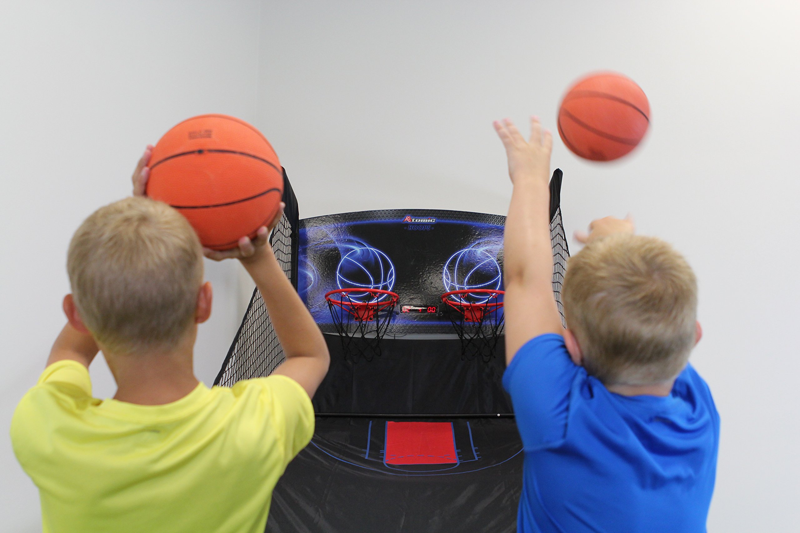 Atomic Jumpball Deluxe Double Electronic Basketball Shootout Game Set - Includes 4 Mini Basketballs & Air Pump for Indoor/Outdoor Family Fun & Kids Birthday Parties