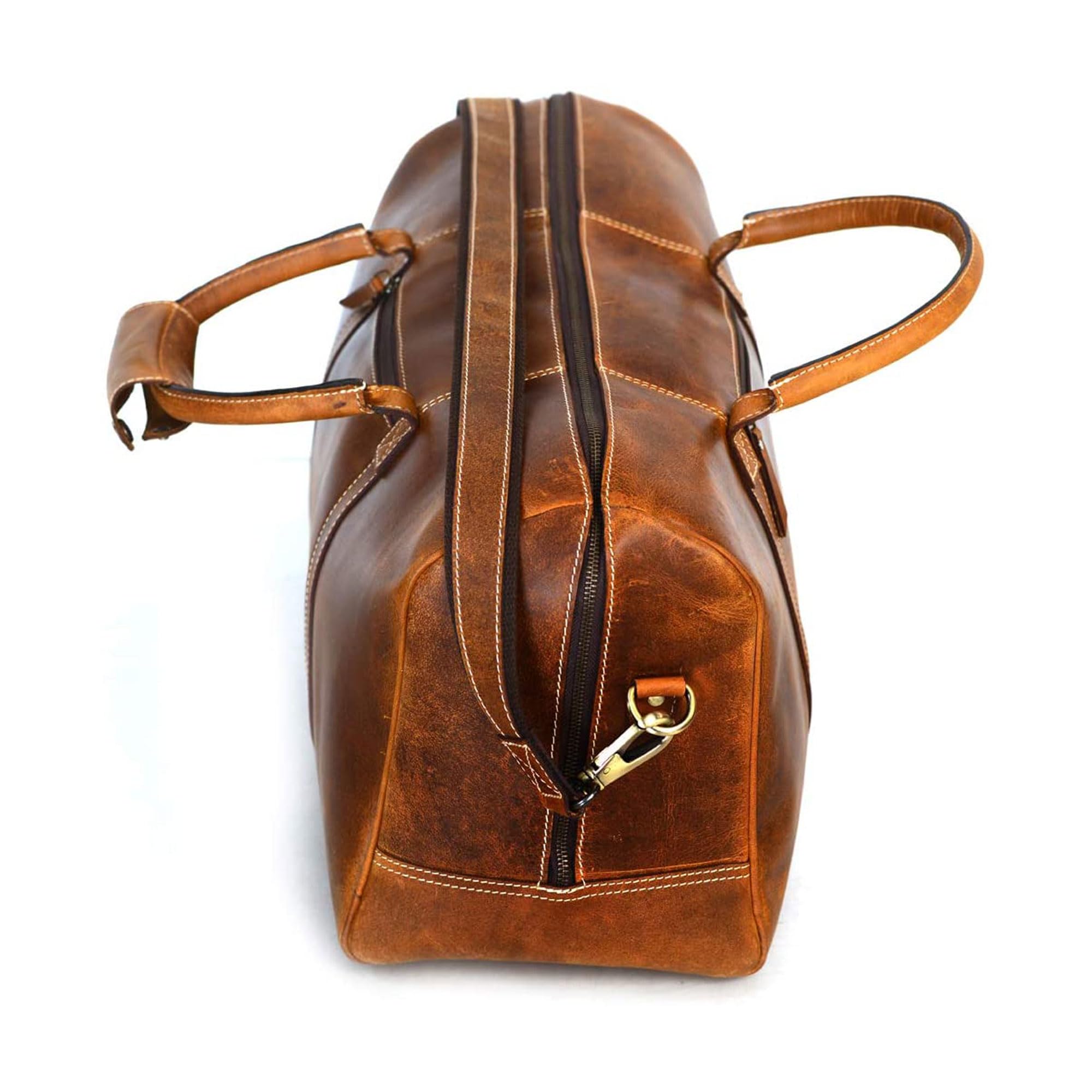 Premium Full Grain Leather Duffel Bag for Men & Women - 20 Inch Tan Travel Overnight Weekender Gym Sports Bag - Perfect for Business Trips, Gym Workouts & Weekend Getaways