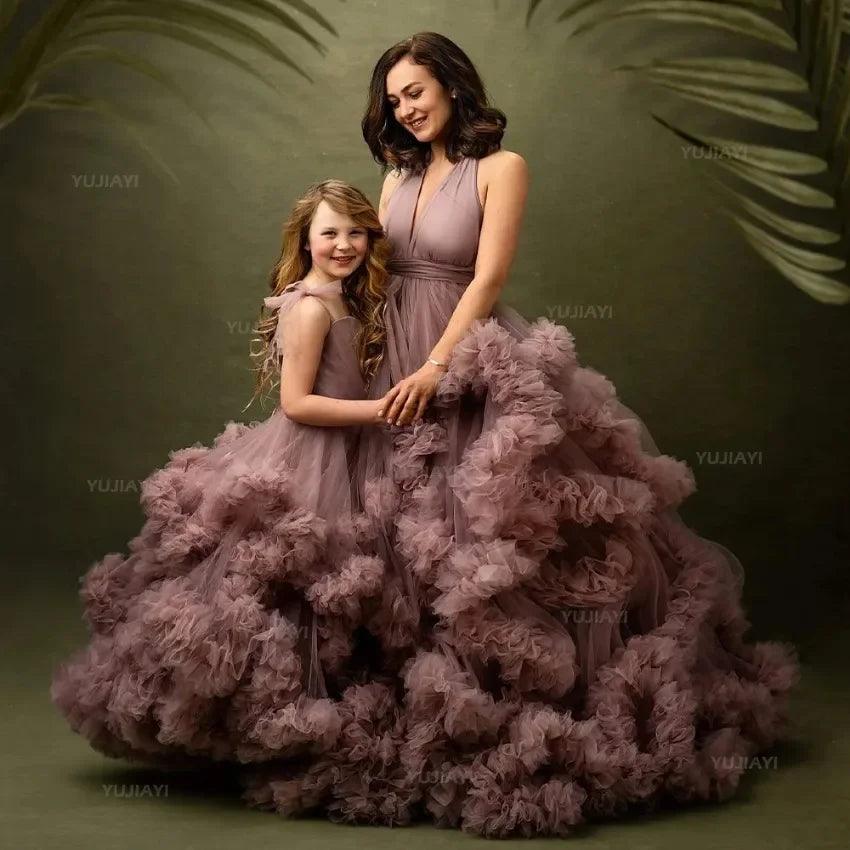 Puffy Tulle Mother Daughter Party Dresses - Elegant Matching Outfits for Special Occasions | Perfect for Weddings, Birthday Parties & Family Photos
