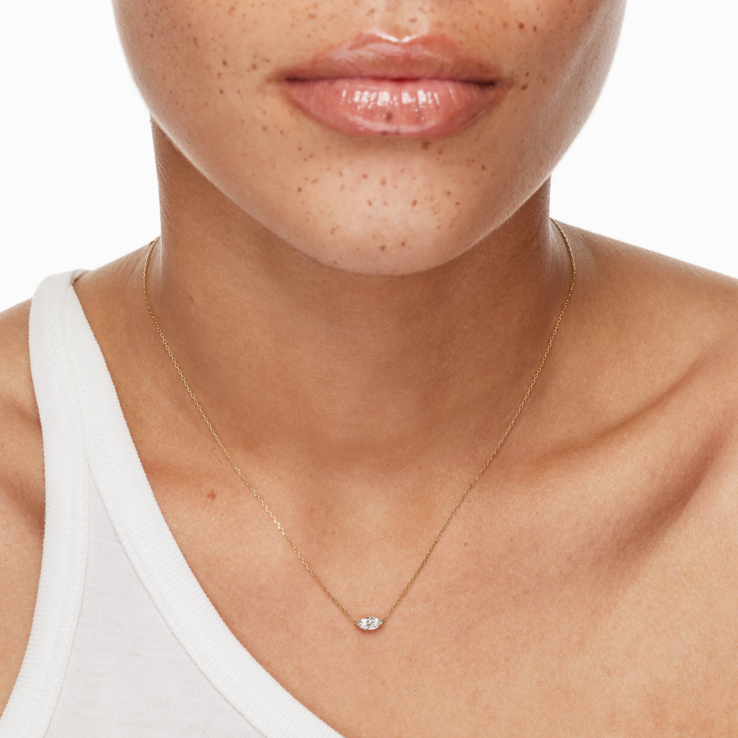0.20ct Lab Grown Marquise Diamond Necklace in 10k Gold - Perfect for Weddings, Anniversaries & Special Occasions