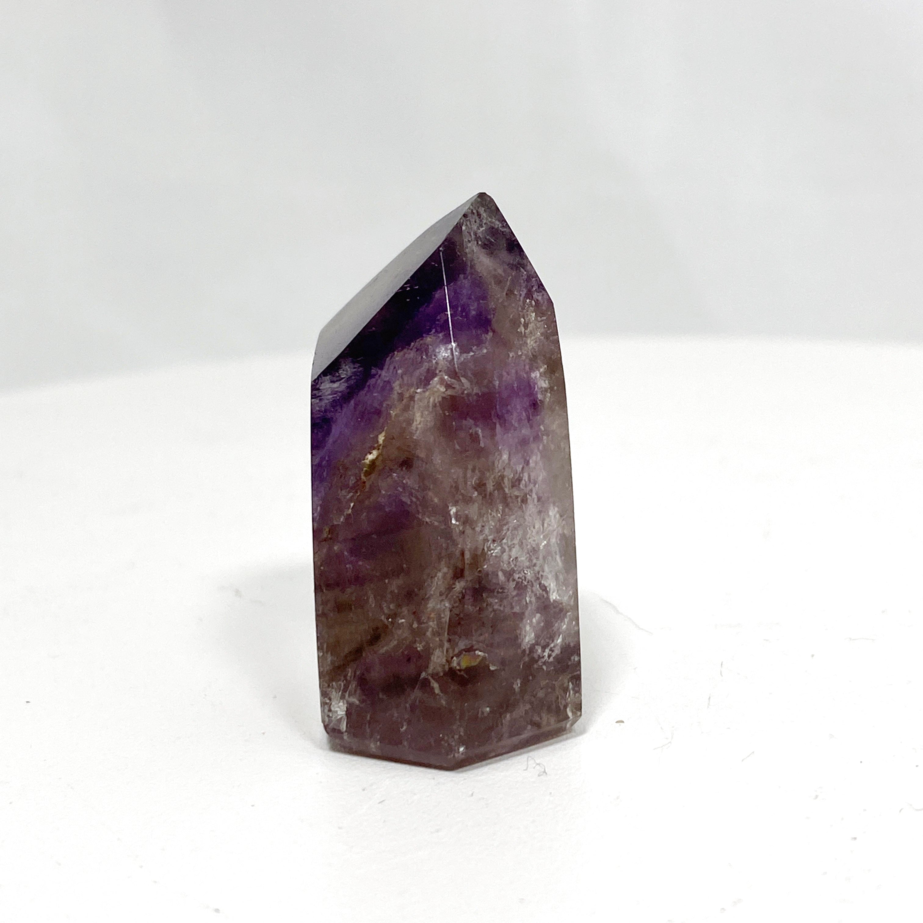 Natural Smokey Amethyst & Clear Quartz Crystal Point - Healing Stone for Meditation, Energy Work & Home Decor (CR3439)