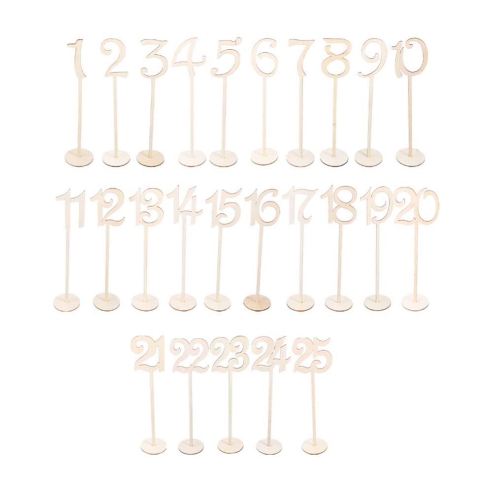 LIOOBO 25pcs Wooden Wedding Table Numbers - Rustic Elegant Table Decor for Wedding Reception, Anniversary, Bridal Shower - Perfect for Centerpieces, Place Cards, and Event Signage