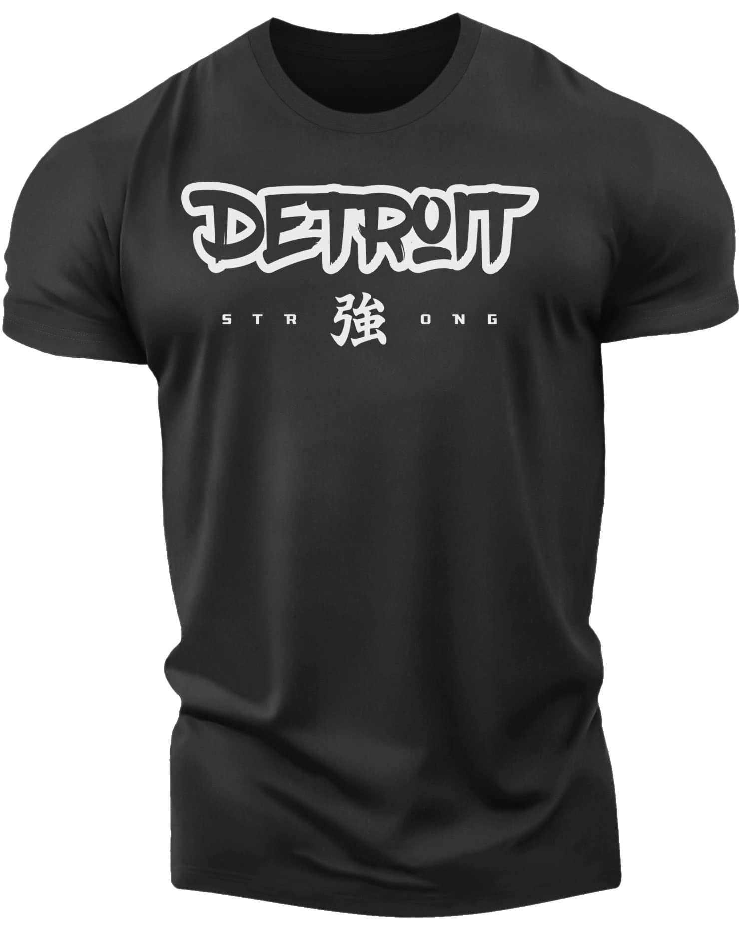 Detroit Strong T-Shirt for Men | Black Graphic Tee with Hieroglyph Design by Detroit Rebels - Casual Wear for Everyday & Detroit Pride Events