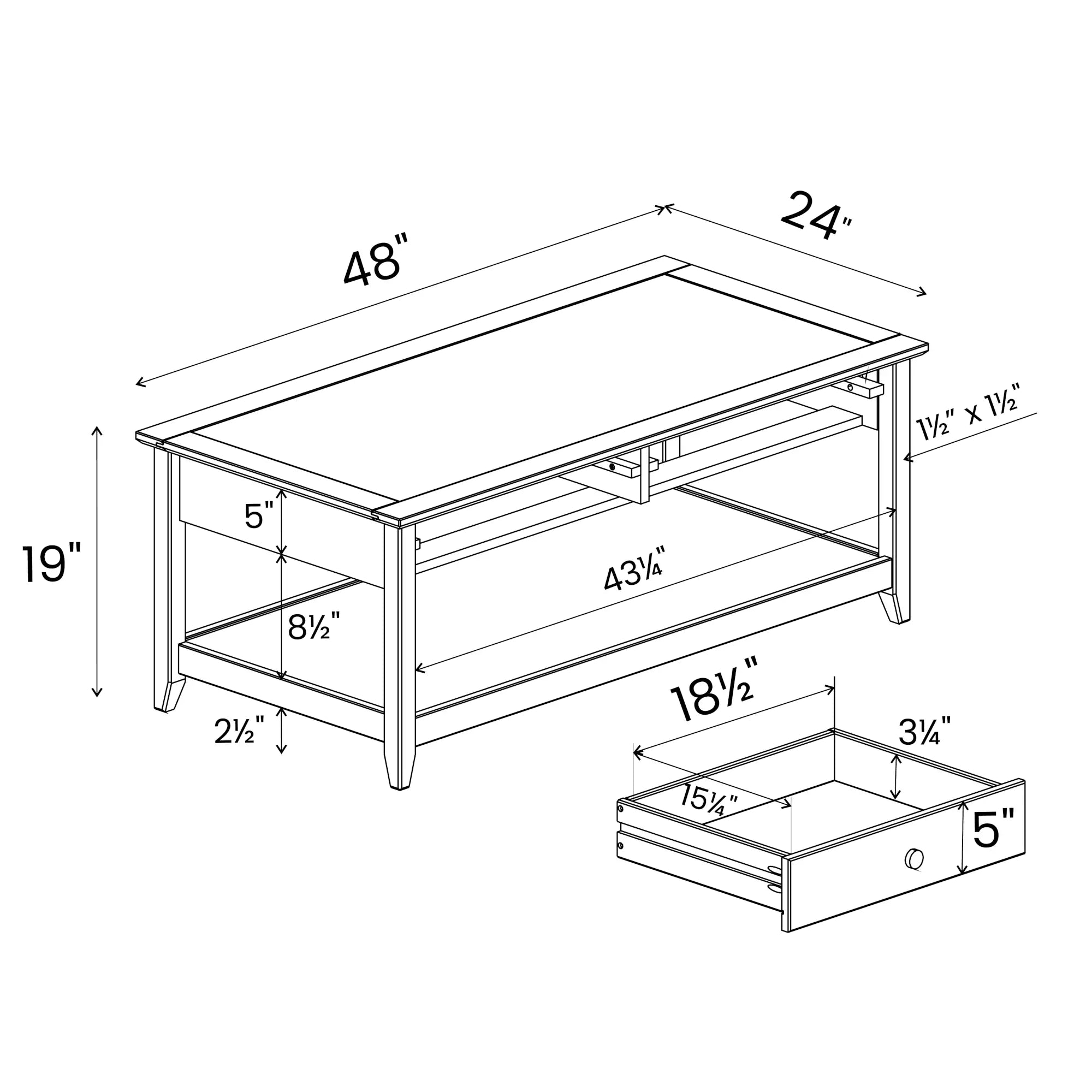 Modern Greenport Coffee Table - Stylish Living Room Furniture for Home Decor, Perfect for Small Spaces & Apartments