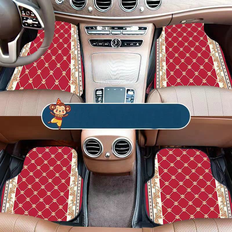 Genuine Handmade Custom Car Floor Mats - Personalized Red Diamond Design | All-Weather Protection for Sedans, SUVs & Trucks