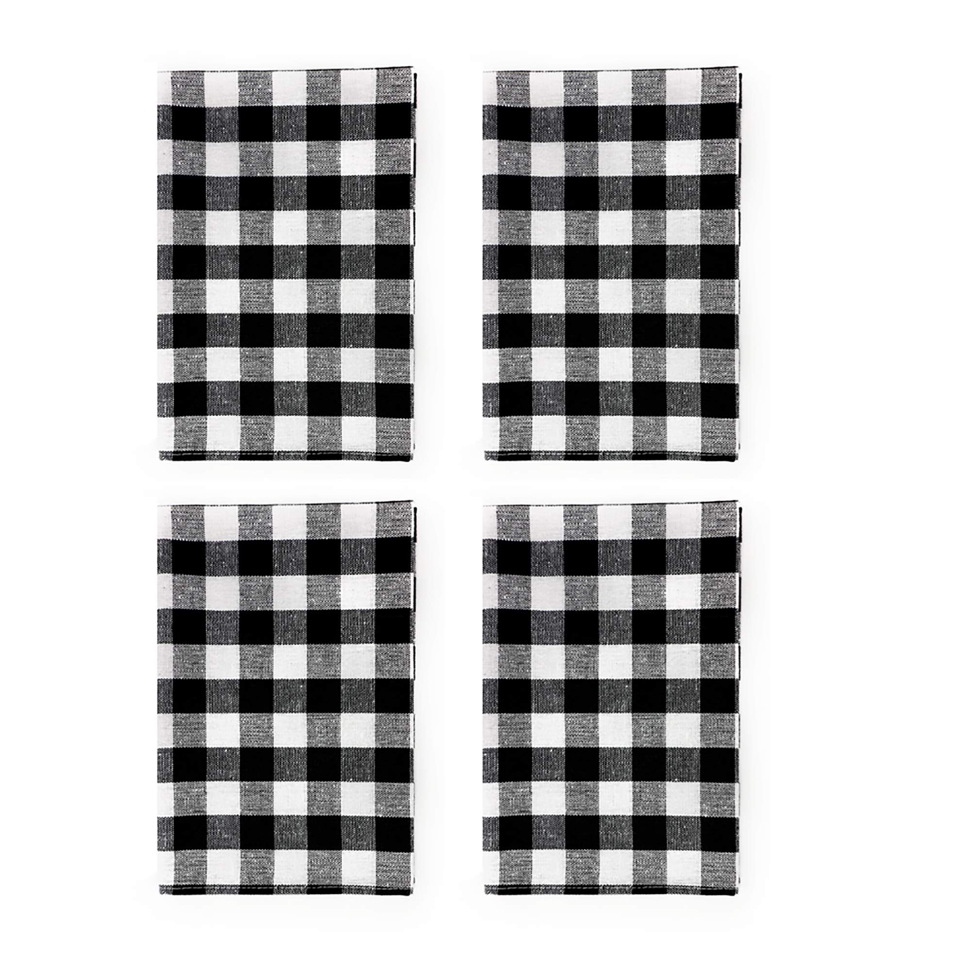 SUNWISHA Black and White Gingham Check Plaid Kitchen Towels - Absorbent Cleaning, Cooking, and Decorative Dish Towels for Home, Restaurant & Outdoor Use