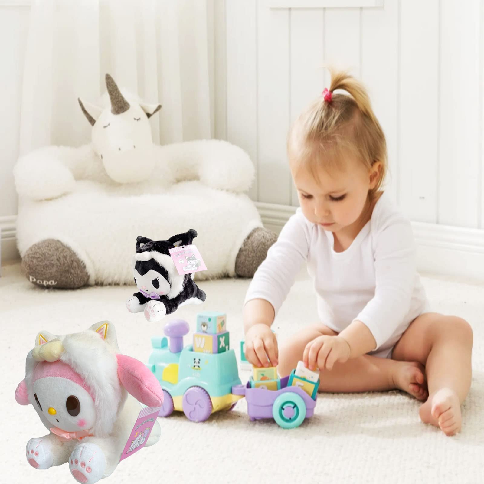 1 PC Cartoon Plush Stuffed Animal Toy - 8 Inch Soft Anime Plush Doll, Cute Kawaii Stuffed Figure for Kids, Girls & Fans - Perfect Gift for Birthdays, Party Favors & Gift Bag Fillers (Pink) - Great for Cuddling, Room Decor & Stress Relief