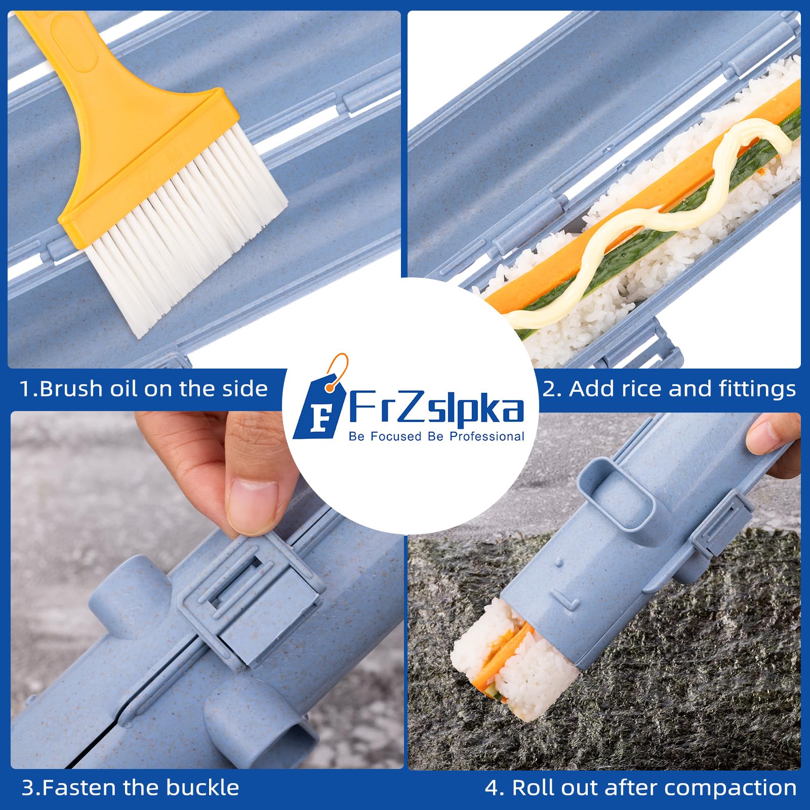 **Non-Toxic BPA-Free Sushi Maker Kit – Easy DIY Sushi Roller Bazooka for Beginners & Kids – Perfect for Home Cooking, Parties & Healthy Snacks (Blue)**