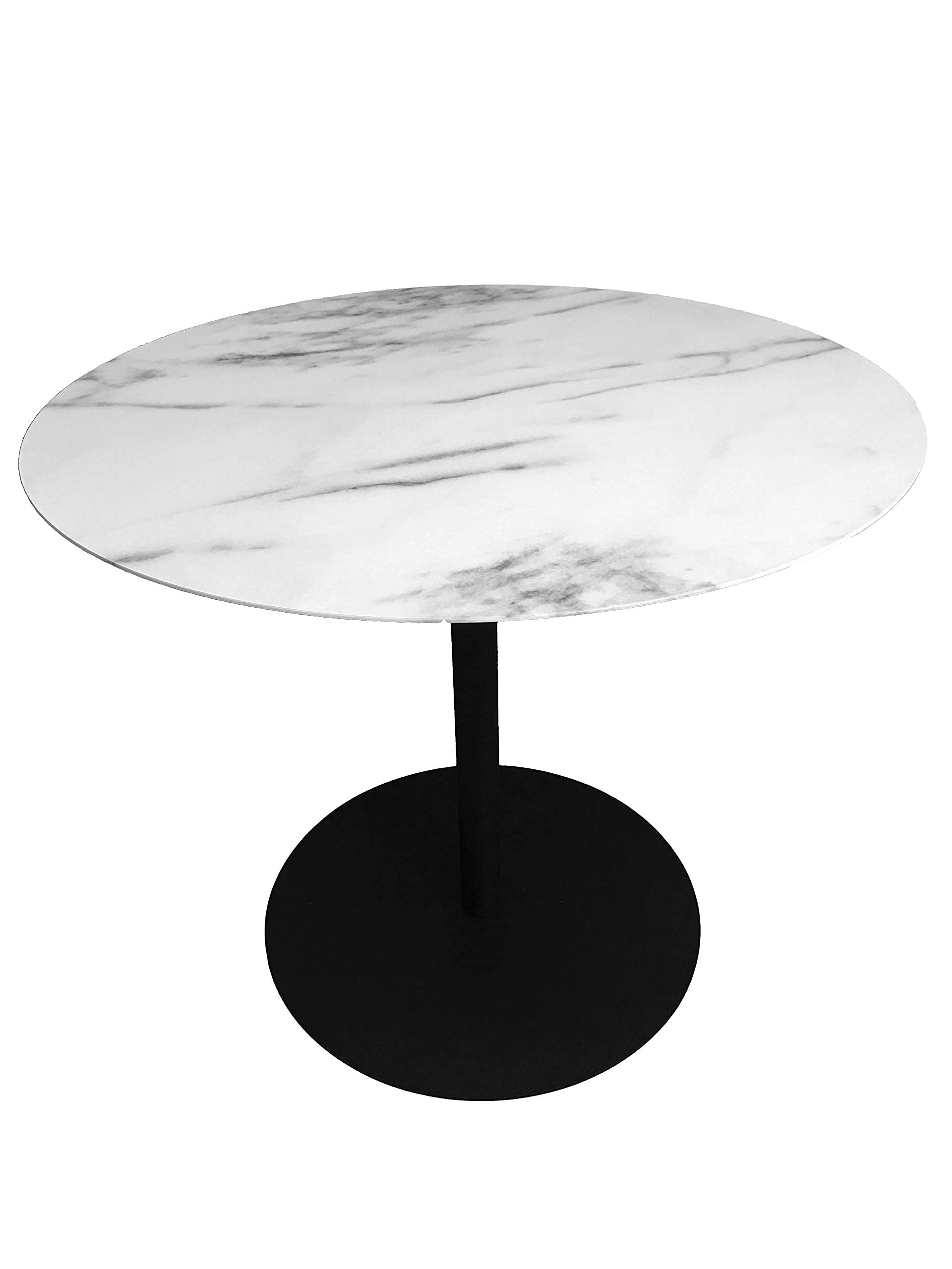 3-Piece Round Metal Coffee Table Set with Marble Finish Top & Black Powder Coated Frame (18