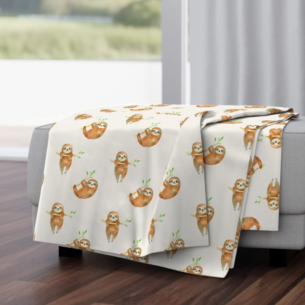 Soft Plush Minky Throw Blanket 50x70 Inches - Cute Baby Sloths & Rainforest Animal Print Blanket for Nursery, Bedroom Decor | Cozy Gift for Kids, Baby Shower, Home