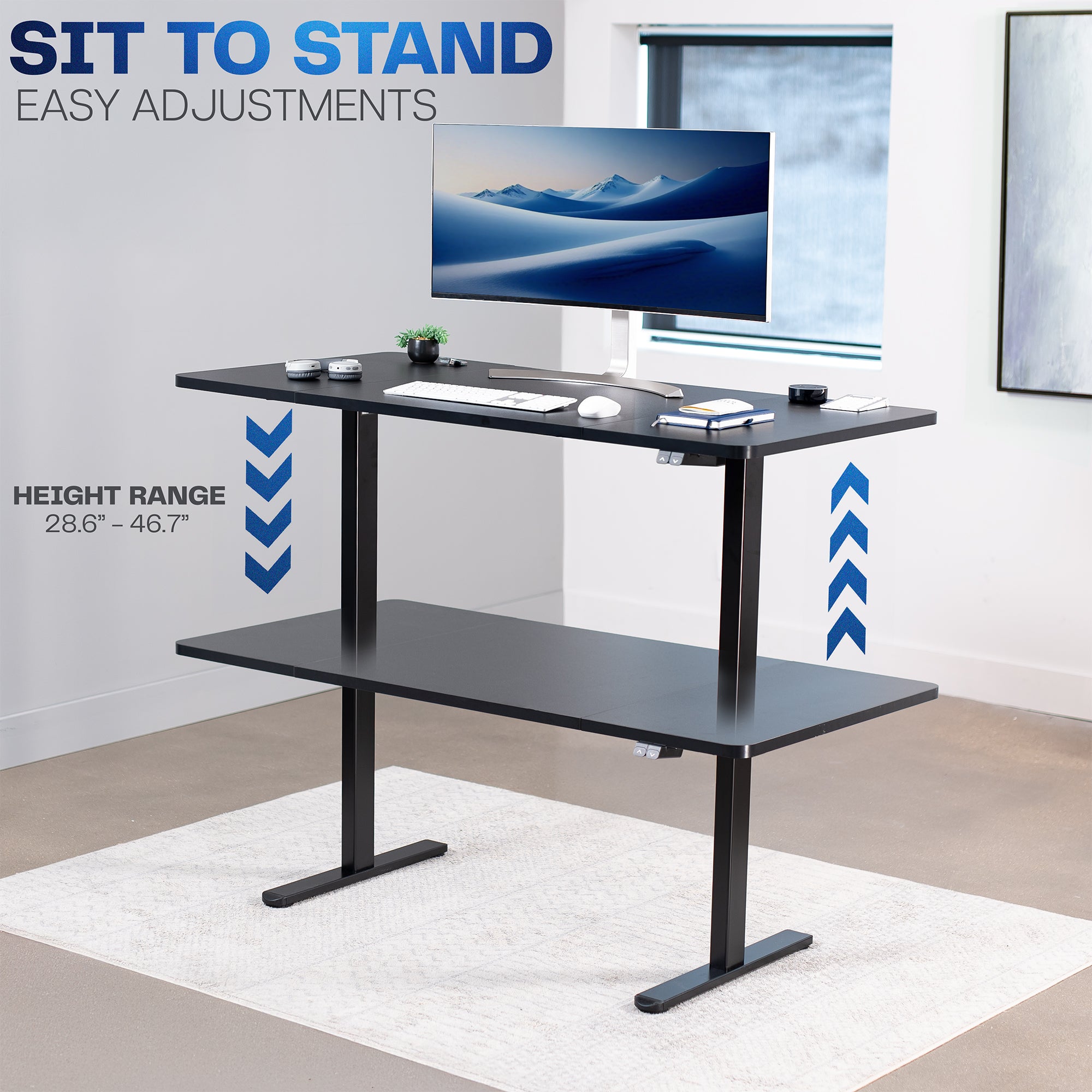 60 x 30 Inch Height Adjustable Electric Standing Desk - 0B Series Ergonomic Home Office Desk for Work from Home & Gaming Setup