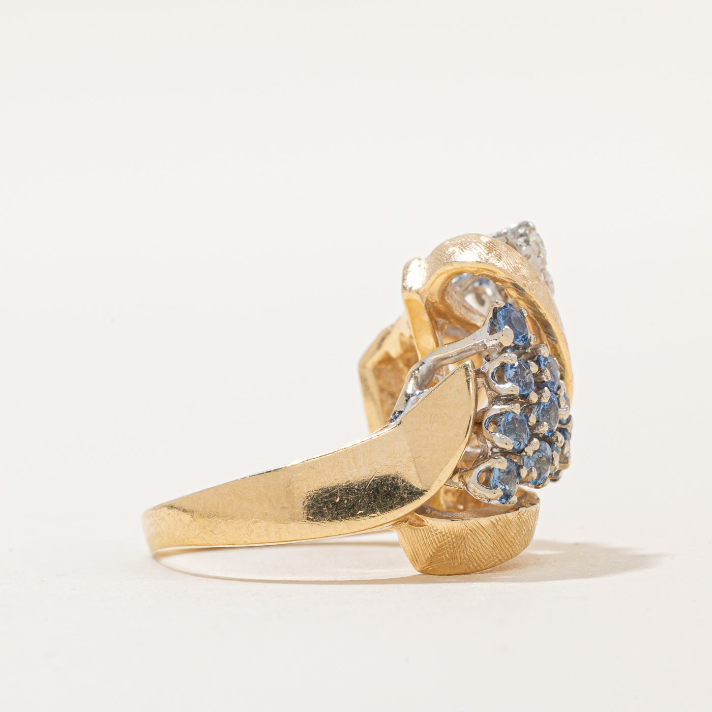 Elegant Sapphire & Diamond Abstract Cocktail Ring - 0.60ctw Gemstone, 0.15ctw Diamonds - Size 6.5 - Perfect for Evening Parties, Weddings & Special Occasions