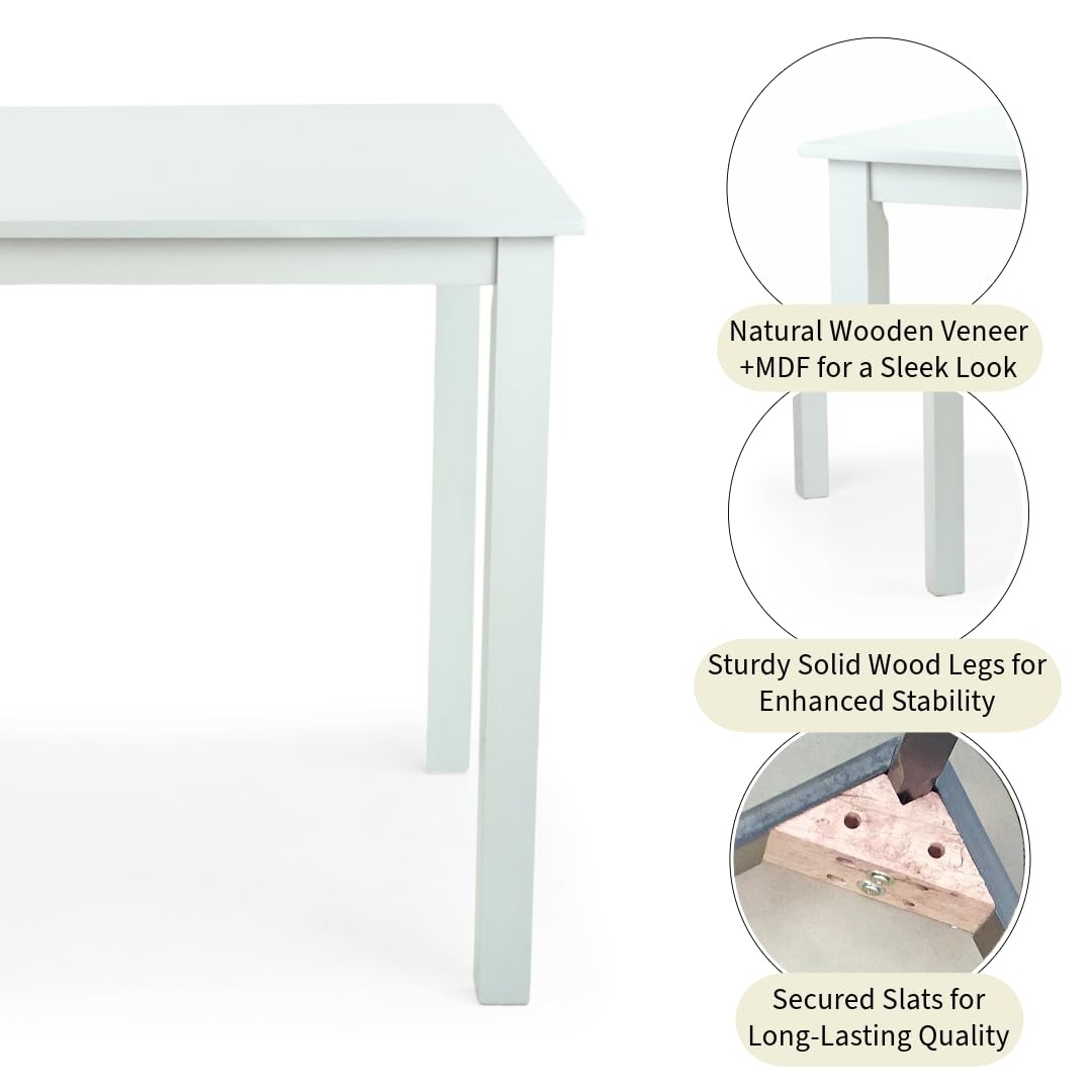 **3-Piece White Solid Wood Dining Set - Square Table & 2 Side Chairs - Classic Kitchen Furniture for Small Spaces & Breakfast Nooks**