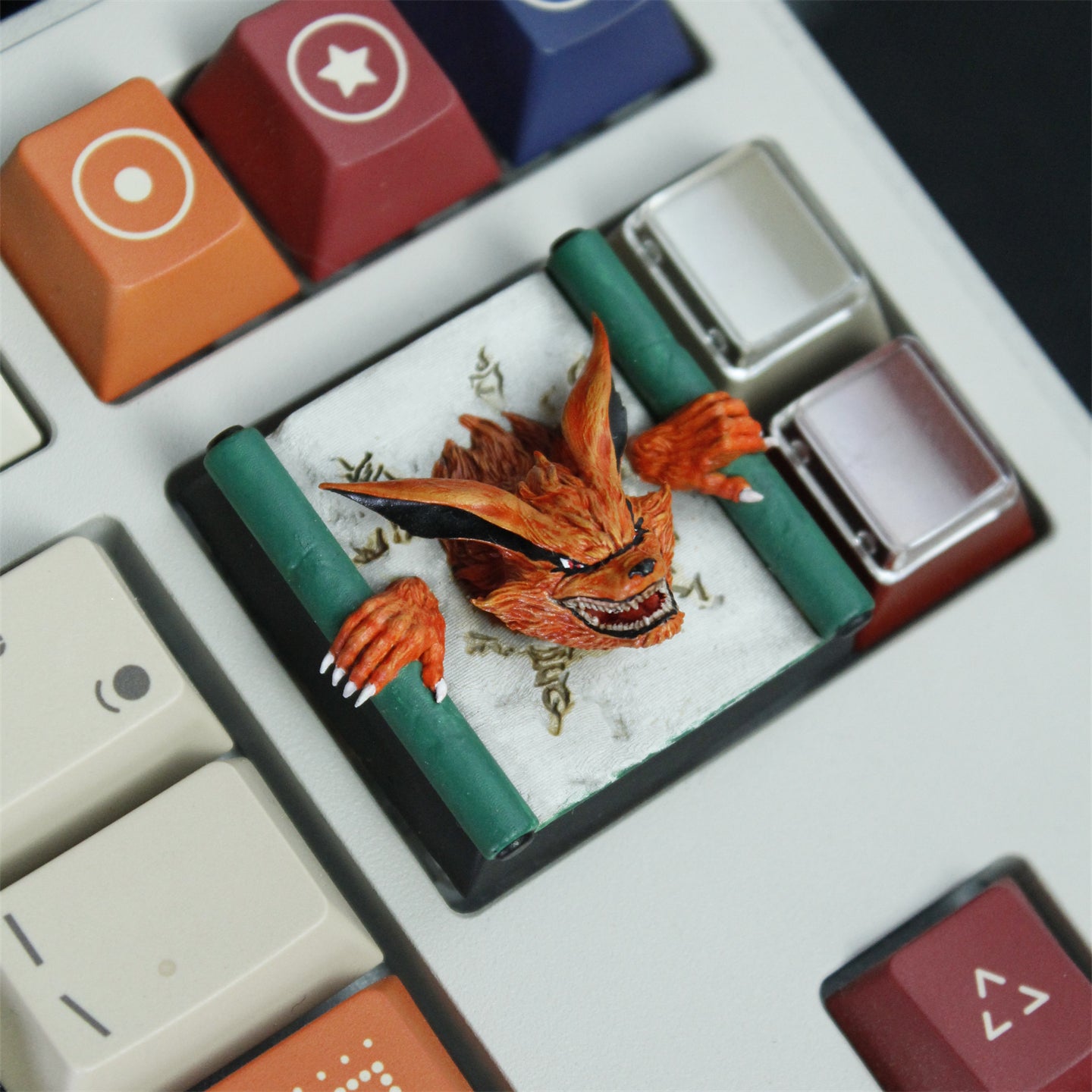 Naruto Kurama Sealed Scroll Resin Coated 4U Custom Anime Gaming Keycaps - Perfect for Mechanical Keyboards & Anime Enthusiasts