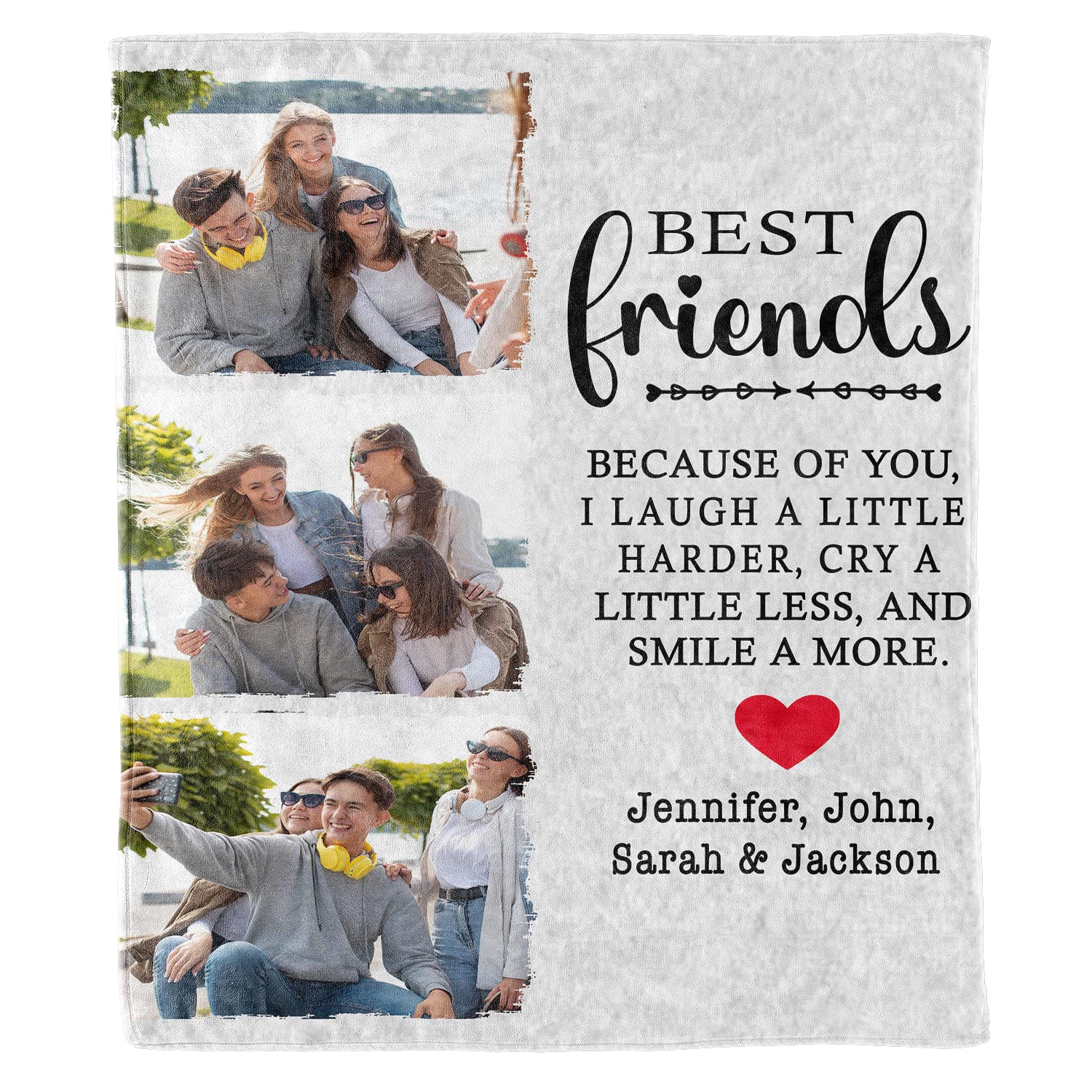 Personalized Photo Name Blanket for Best Friends - Custom Made Ultra-Soft Fleece Blanket Printed in USA - Perfect Gift for Birthdays, Anniversaries & Long-Distance Friendships