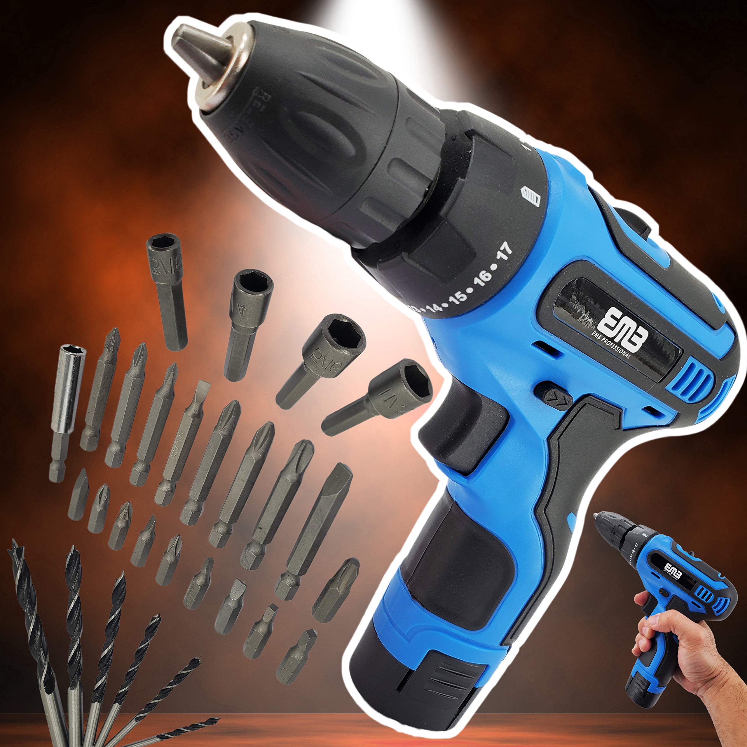 12V Cordless Lithium Battery Drill Driver - Electric Power Tool for Home DIY, Woodworking & Metal Drilling Projects
