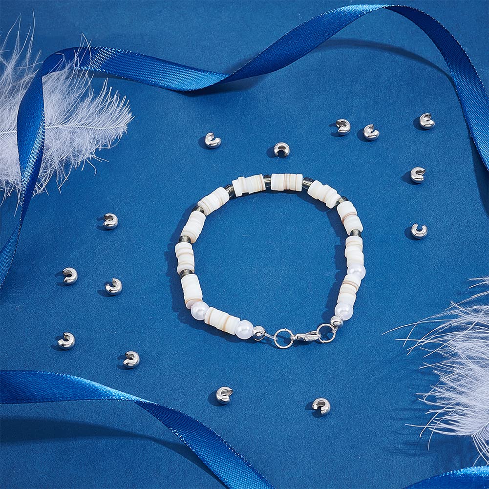 UNICRAFTALE 100pcs Half Round Open Crimp Beads 5mm - Stainless Steel Jewelry Making Supplies for DIY Bracelets, Necklaces & Earrings - Secure Knot Covers & End Tips - Perfect for Handmade Jewelry Gifts & Craft Projects