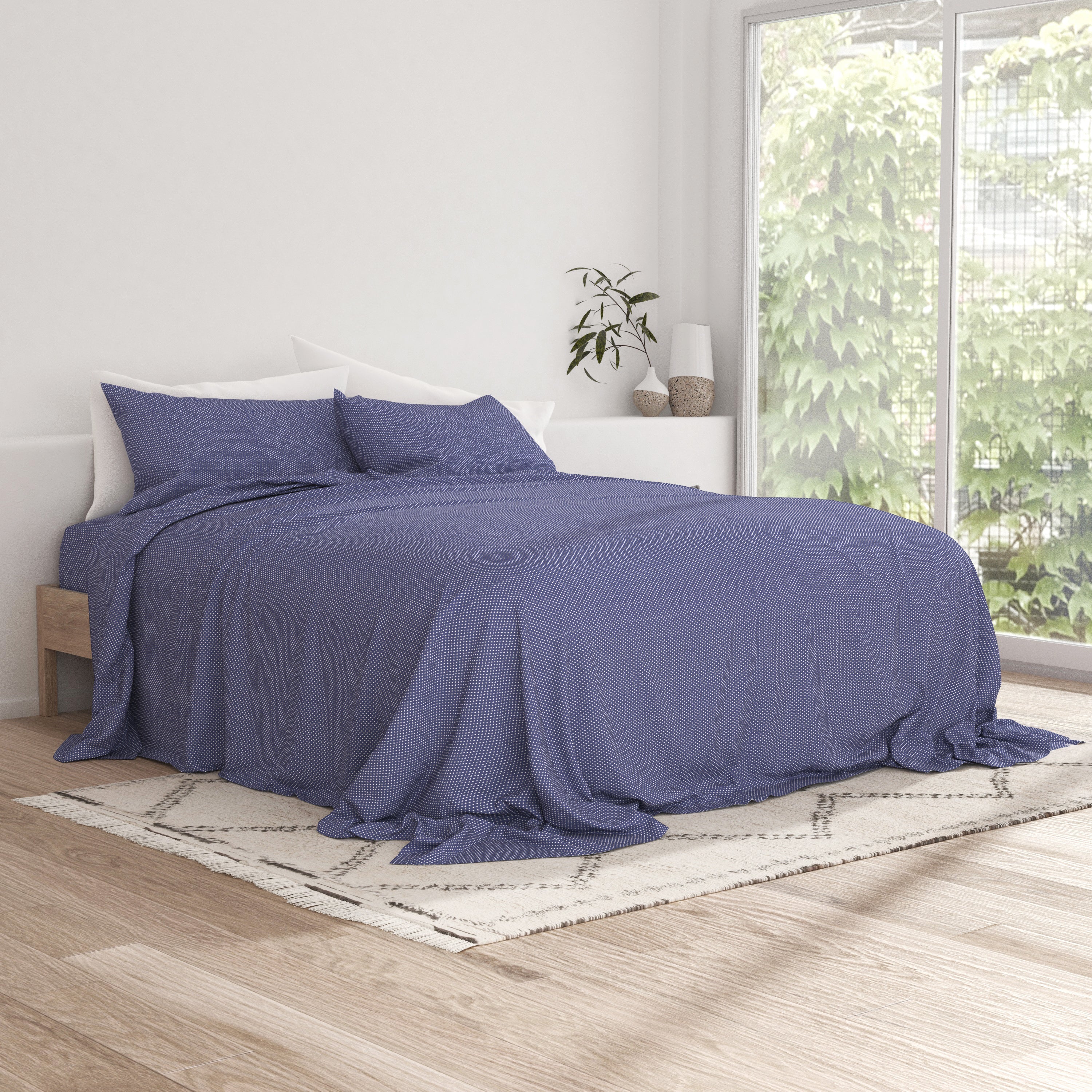 Heart Pattern 4-Piece Bed Sheet Set - Soft Cotton Queen Size Bedding - Perfect for Valentine's Day Gifts & Romantic Bedroom Decor