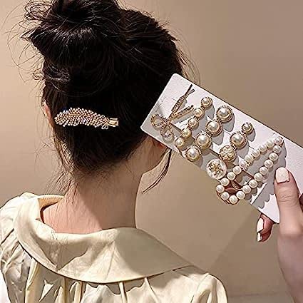 ALIBA COLLECTION Korean Style Hair Clips - Elegant Pearl Hair Accessories for Women & Girls [11-Piece Set] | Perfect for Weddings, Parties & Daily Styling