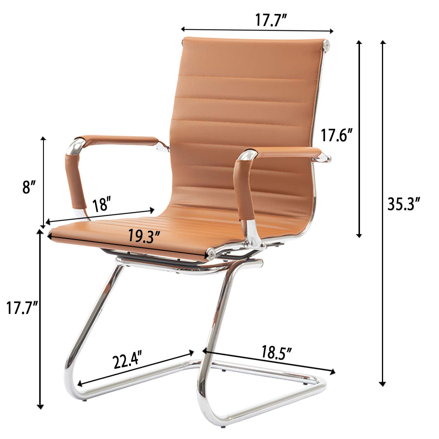 Premium Leather Conference Chairs with Back Support - Heavy Duty Office Guest Chairs Set of 2 (Terracotta) - Perfect for Reception Areas, Meeting Rooms & Executive Offices