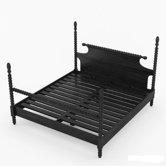 Handmade Black Wooden Four Poster Bed - Elegant Designer Bed Frame for Master Bedroom, Guest Room & Luxury Home Decor
