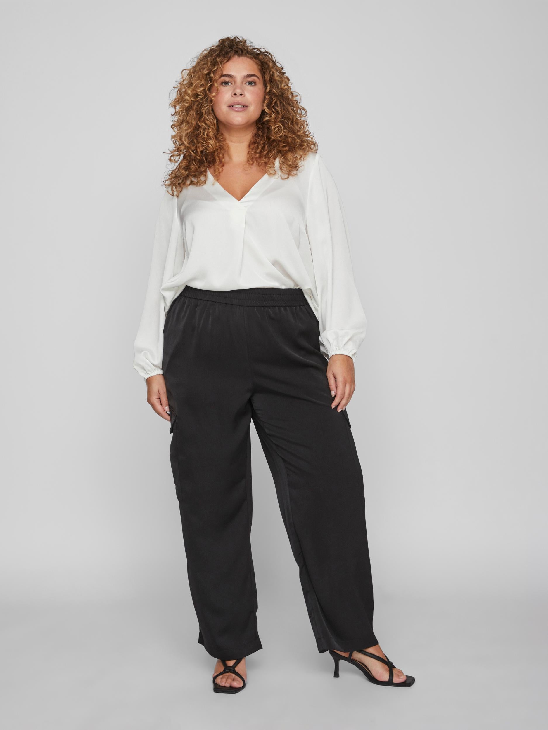 Essie V-Neck Top in Snow White - Women's Casual Blouse for Everyday Wear & Office Outfits
