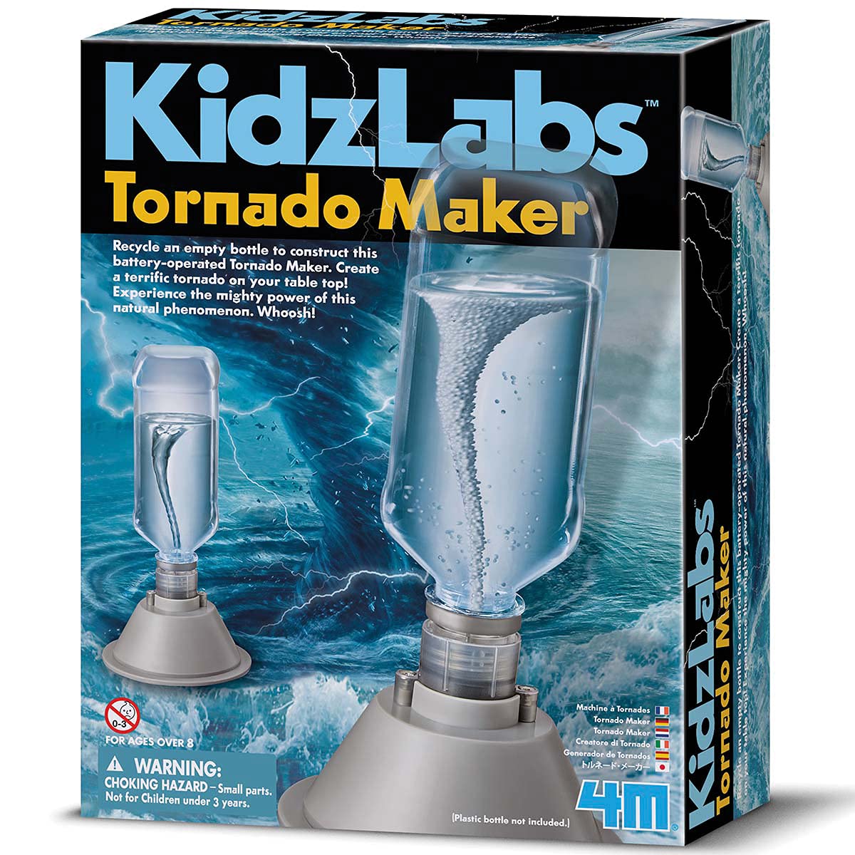 4M KidzLabs Tornado Maker Science Kit - Create Your Own Tornado Experiment, STEM Educational Toy for Kids Ages 8+ (Multi-Color) - Perfect for School Science Projects & Weather Learning Activities