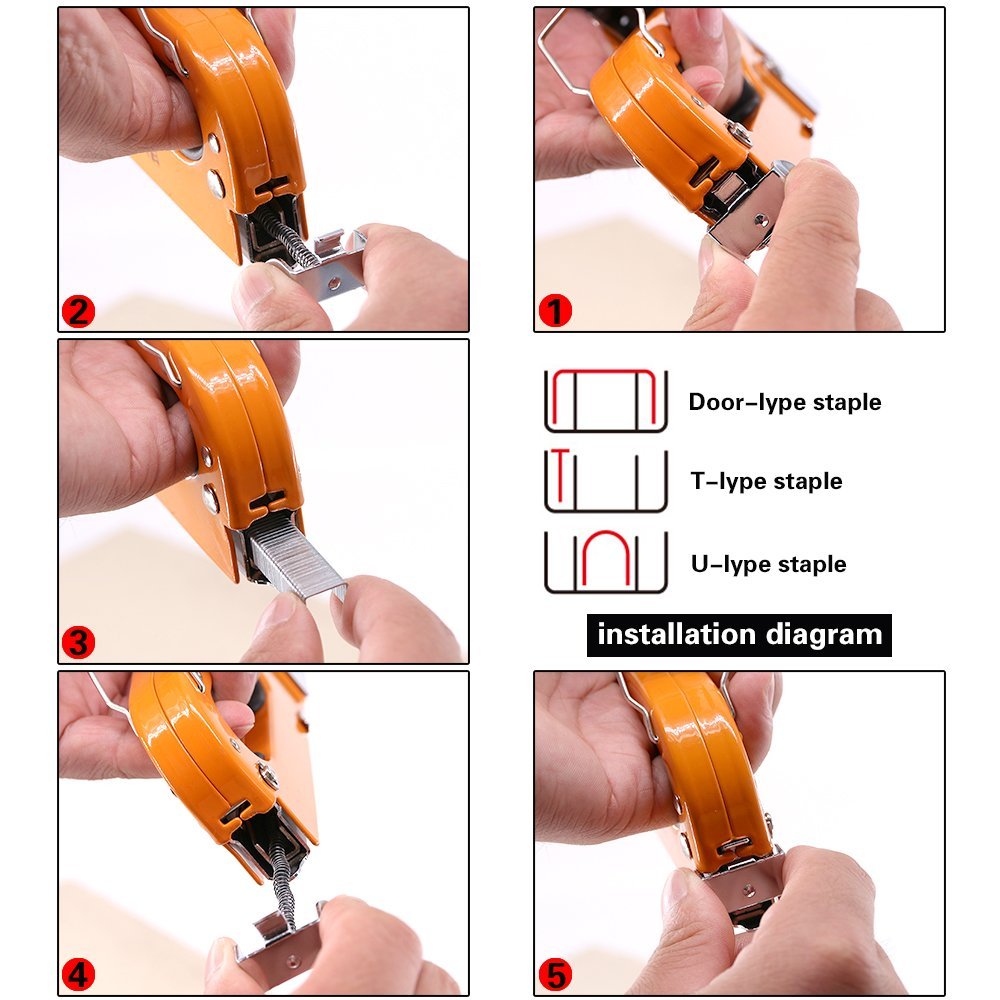 Swpeet 3-in-1 Heavy Duty Staple Gun Kit with Staple Remover & 500 Staples - Carbon Steel Hand Operated Tacker Tool for Upholstery, Carpentry, Furniture Repair & Home DIY Projects | Perfect for Upholstering Chairs, Installing Insulation & Crafting Woodwork