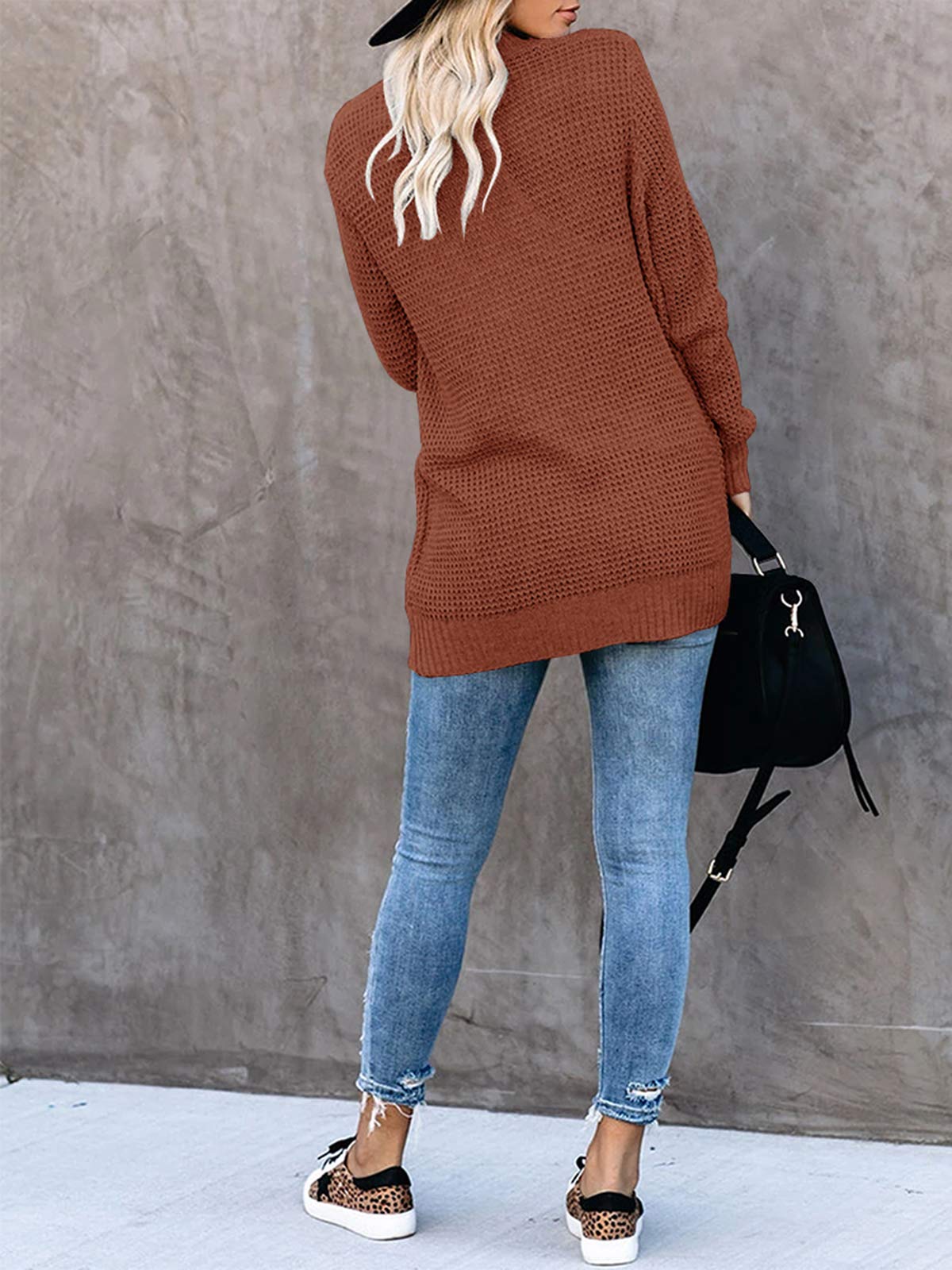 Saodimallsu Women's Lightweight Open Front Cardigan Sweater - Long Sleeve Loose Knit Coat with Pockets | Casual Comfort for Work, Travel & Home Wear
