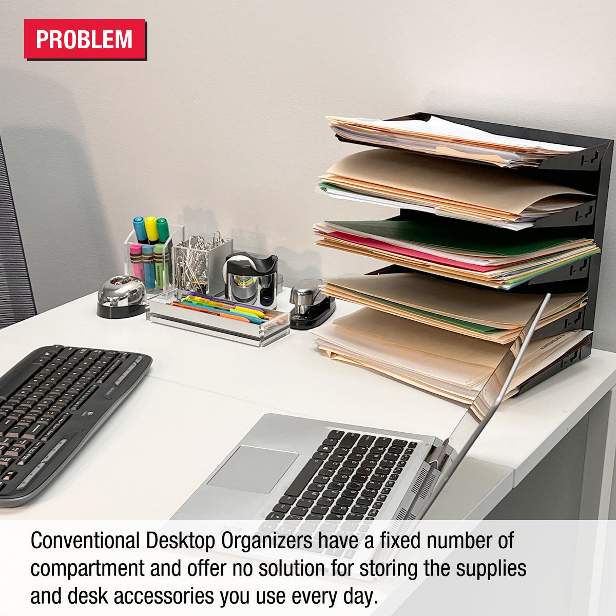 8-Tier Desktop Organizer with Letter Tray Sorter, Riser Storage Base & 2 Supply Drawers - Modular Document Organizer for Files, Forms & Office Supplies | Perfect for Home Office, Workspace & School Organization