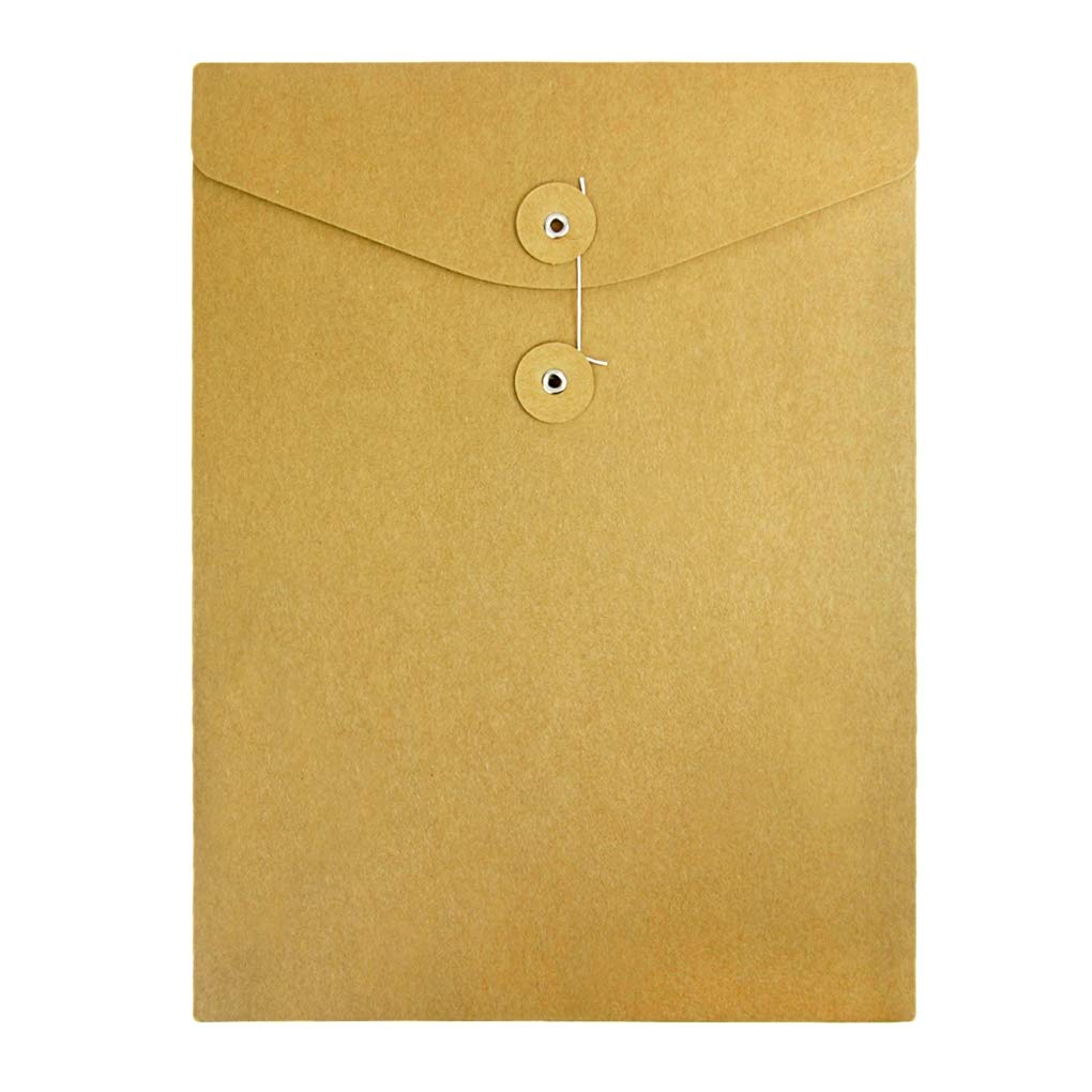10 Pcs A4 Kraft Paper File Folders with String Closure - Thick Document Organizer for Bills, Receipts & Office Supplies (31 x 23.5cm) | Reusable Project Pockets, Eco-Friendly Storage Solution for Home & Office Organization