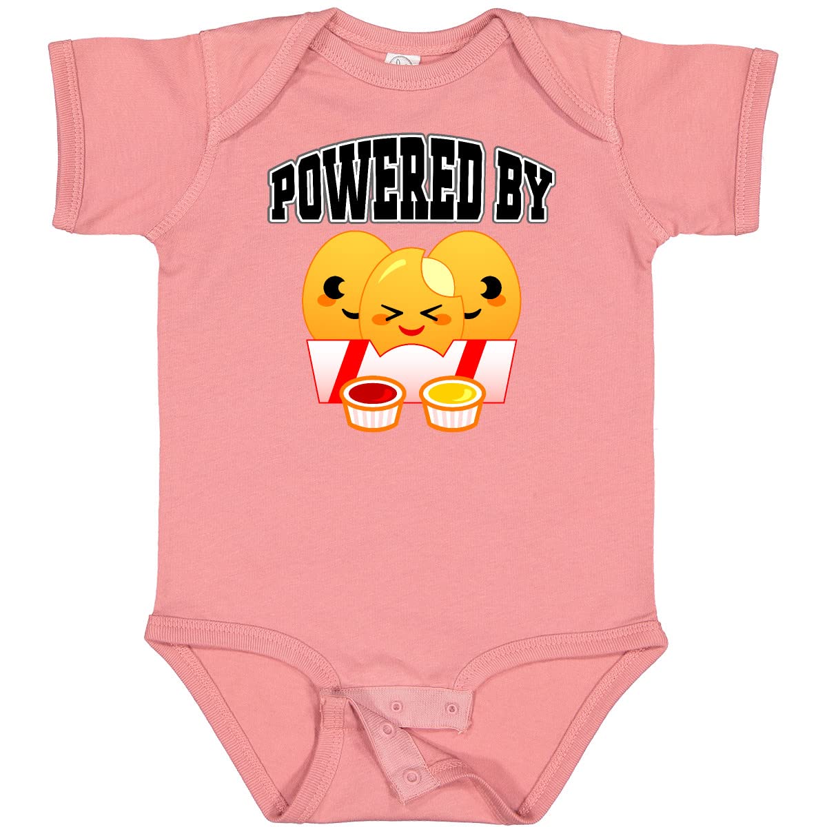 Inktastic Powered by Chicken Nuggets Baby Bodysuit - Cute & Comfortable Infant Onesie for Boys & Girls | Perfect for Playtime, Daycare & Family Photos