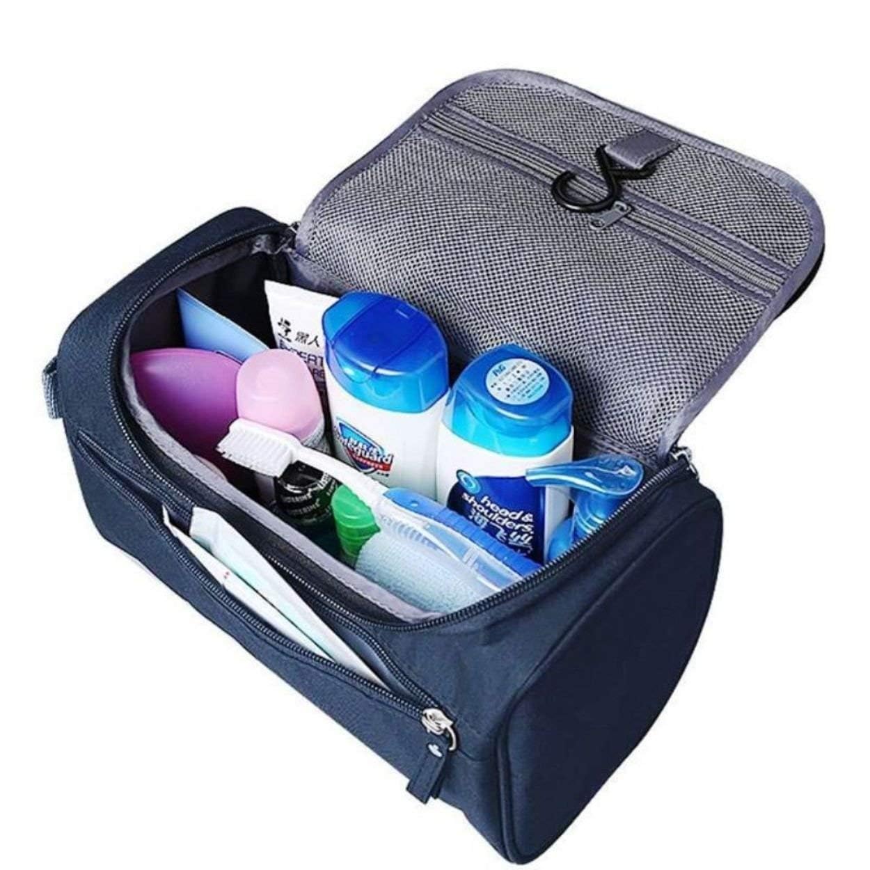 RURIBOSY Black Makeup Organizer Travel Case with Hook - Portable Cosmetic Storage Bag for Women, Grooming Kit, 2-Piece Set - Perfect for Travel, Home, and Salon Use