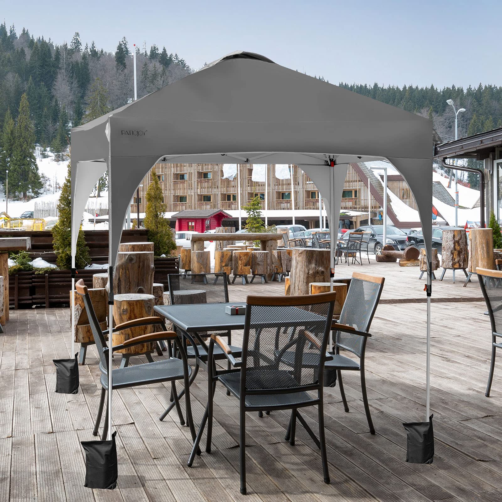 Tangkula 6.6x6.6 FT Instant Pop Up Canopy Tent - Adjustable Height Commercial Outdoor Canopy with Carry Bag & 4 Weight Bags - Portable Sun Shelter for Camping, Beach, Backyard Parties, Picnics and Outdoor Events (Grey)