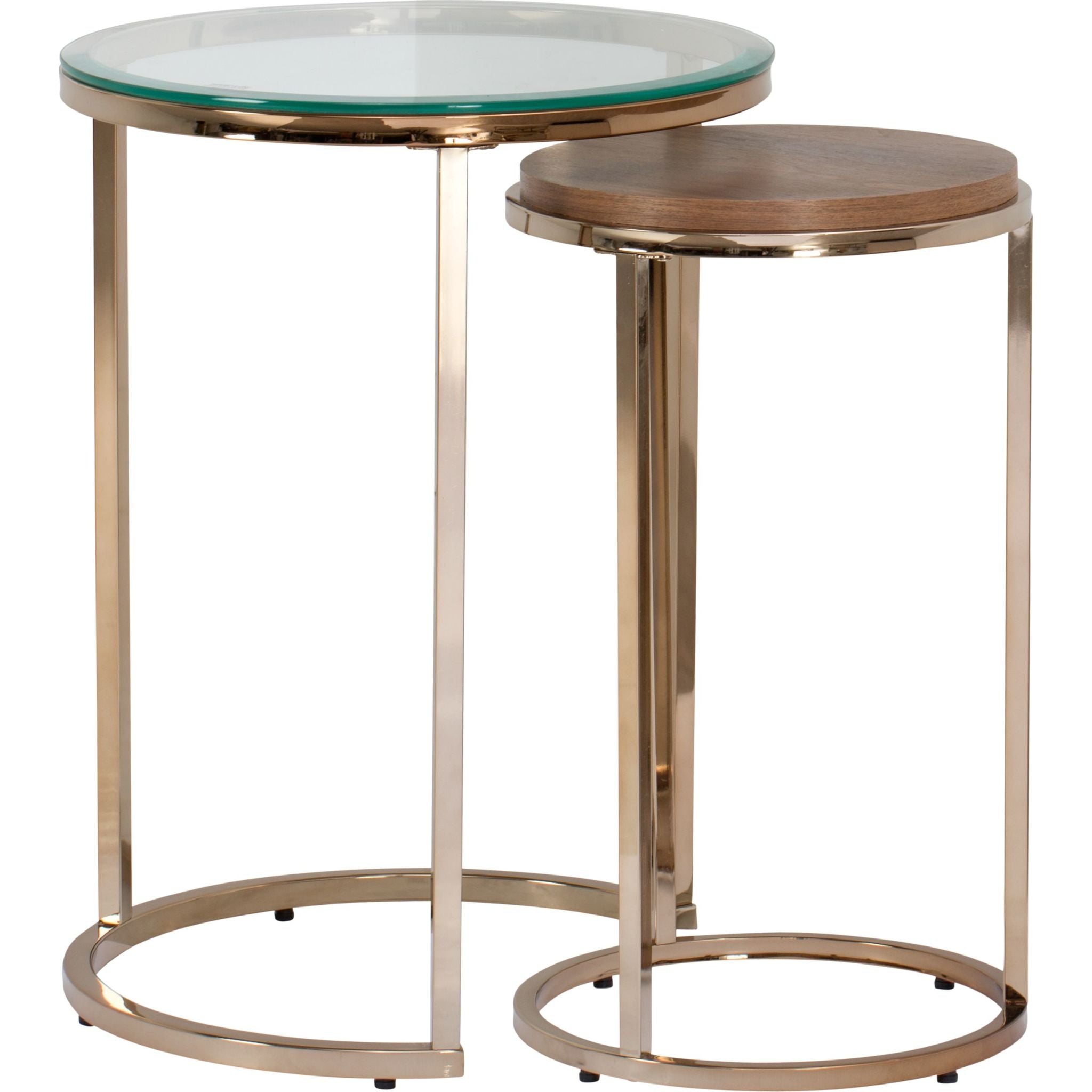 Amy Nesting End Table - Champagne Gold Side Table for Living Room, Bedroom, or Office - Space-Saving Modern Accent Table with Stackable Design