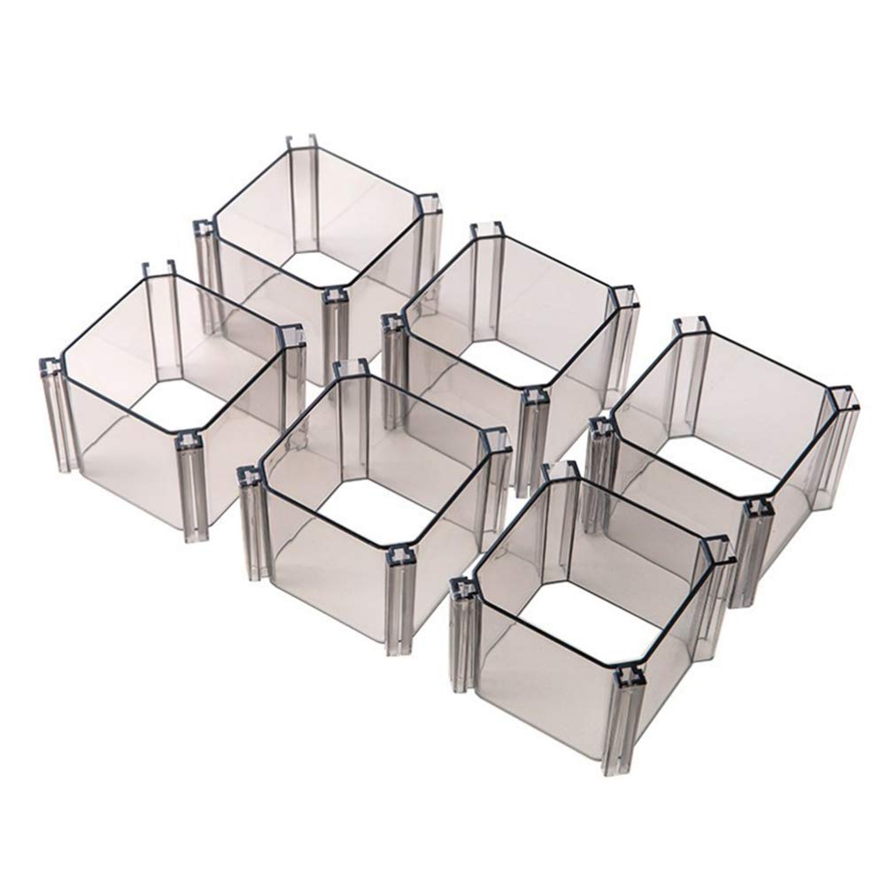 Cabilock 6-Piece Honeycomb Drawer Organizer Set - Adjustable Plastic Storage Box for Underwear, Socks, Ties & Belts - Perfect for Office, Bathroom & Bedroom Organization (Black)