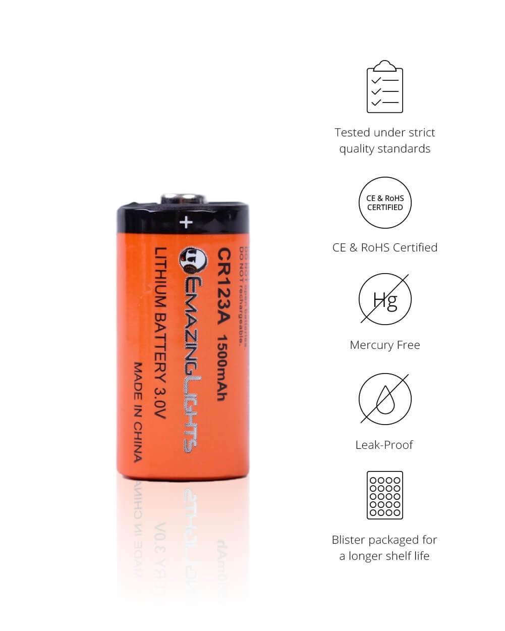EmazingLights CR123A 3V Lithium Batteries - 10 Pack for Flashlights, Cameras & Emergency Kits - Long-Lasting Power for Outdoor Adventures & Home Safety