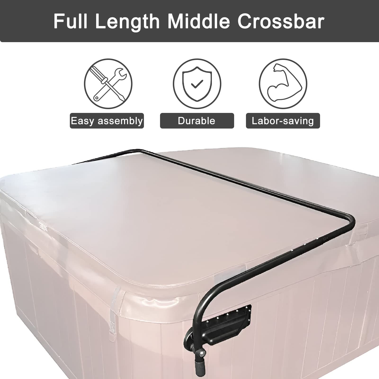 Premium Spa Cover Lift System - Heavy Duty Pivot Top Mount Hot Tub Cover Lifter with Reinforced Brackets & 3-Hook Towel Rack - Universal Fit for Most Spas & Hot Tubs - Perfect for Backyard Relaxation & Patio Decor
