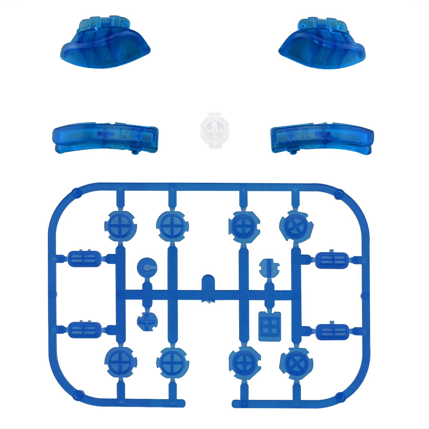 eXtremeRate Transparent Clear Blue Replacement ABXY Direction Keys & Trigger Buttons for Nintendo Switch JoyCon & OLED JoyCon - Full Repair Kit with Tools (Shell Not Included) - Perfect for DIY Controller Repair & Customization