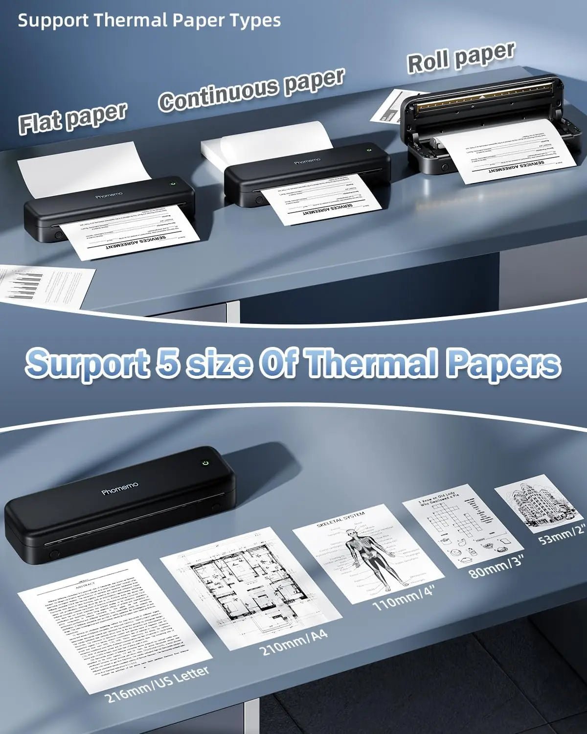 Phomemo M834 Bluetooth Thermal Portable Printer - Wireless Label Maker for Shipping, Receipts & Home Organization | Perfect for Small Business, Retail & DIY Projects