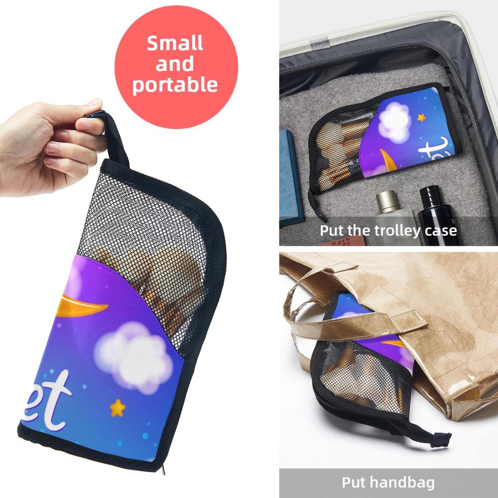 Premium 12-Piece Makeup Brush Organizer Bag - Moon Clouds & Dreams Design, Portable Cosmetic Brush Holder Case for Travel, Home, and Professional Makeup Artists